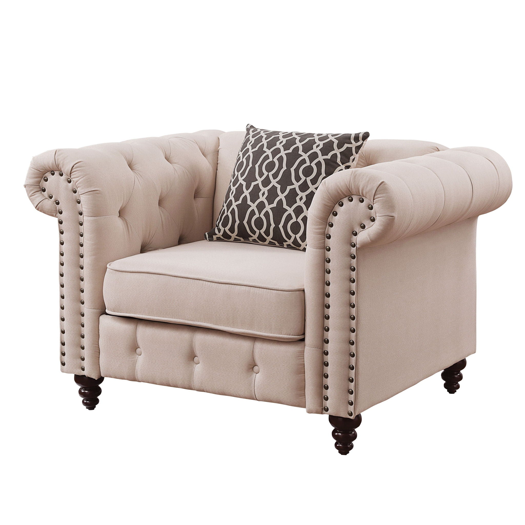 Aurelia - Linen Chair With Pillow - Beige - Best Buy Furniture