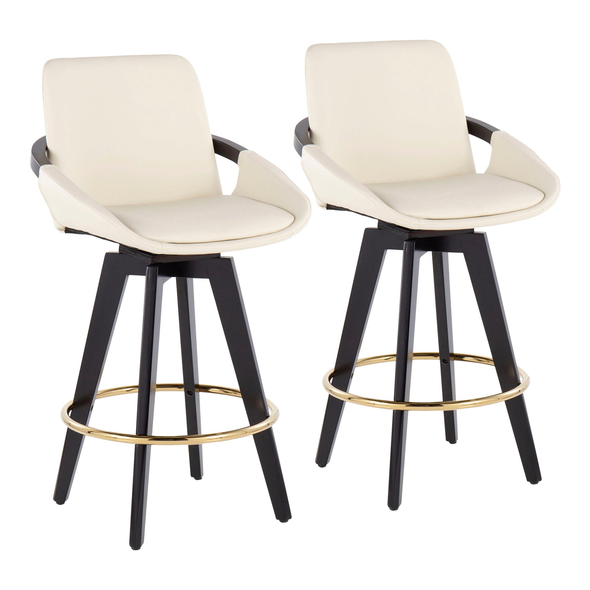 Cosmo - Contemporary Fixed Height Counter Stool With Swivel With Round Footrest (Set of 2) - Best Buy Furniture