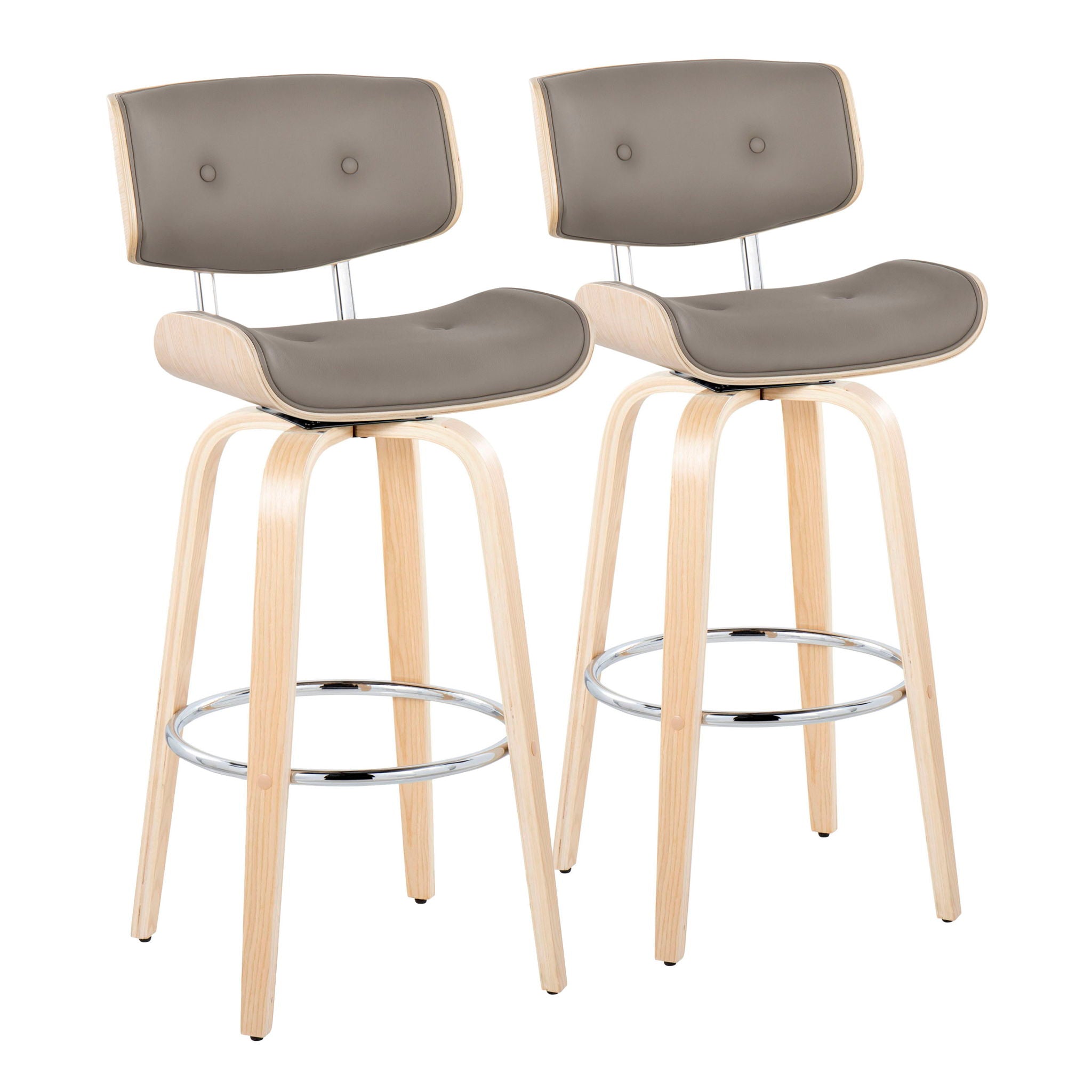 Lombardi - Mid Century Modern Fixed Height Barstool With Swivel With Round Footrest (Set of 2) - Best Buy Furniture