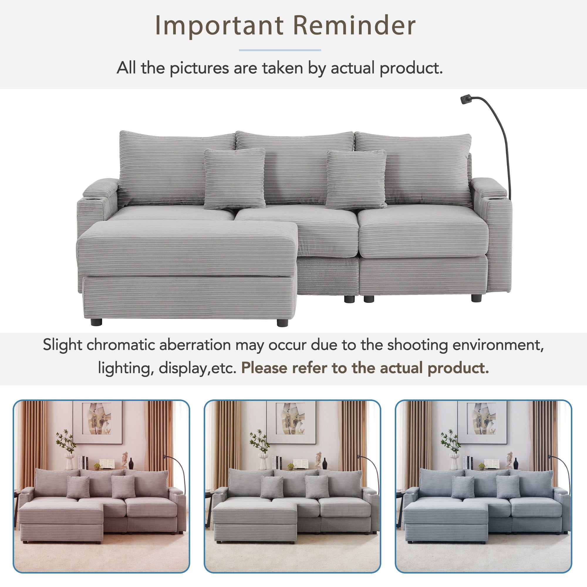 Modern Style Loveseat Sofa Sectional Sofa Couch With Storage Space, A Movable Ottoman, Two USB Ports, Two Cup Holders, A Phone Holder For Living Room - Best Buy Furniture