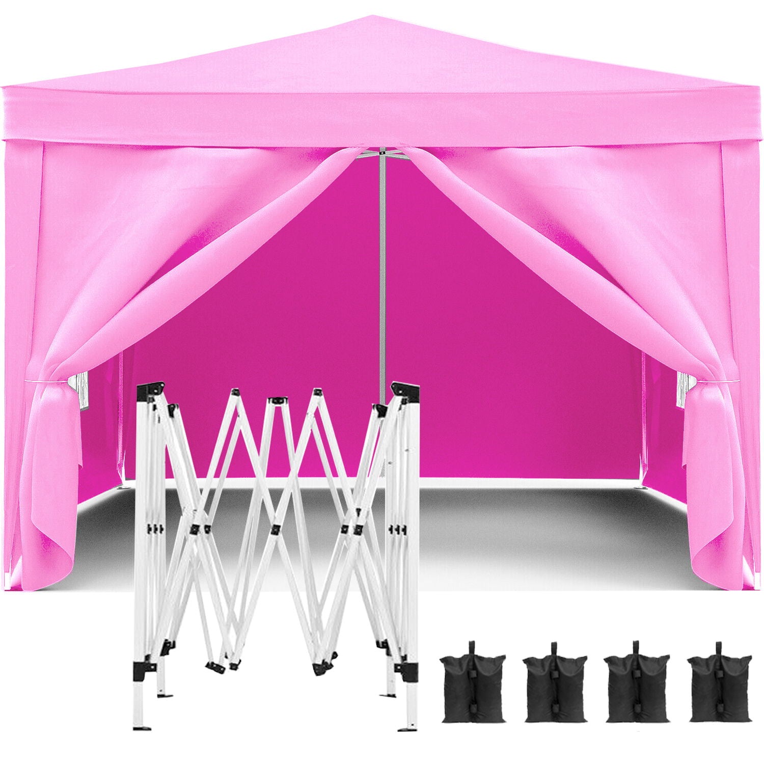 10'X10' Folding Canopy With 4 Removable Sidewalls Outdoor Event Shelter UPF 50+ Gazebo Portable Tents For Parties Beach Camping Wedding Ez Pop Up Canopy 4 Pieces Weight Bag + Carry Bag - Best Buy Furniture