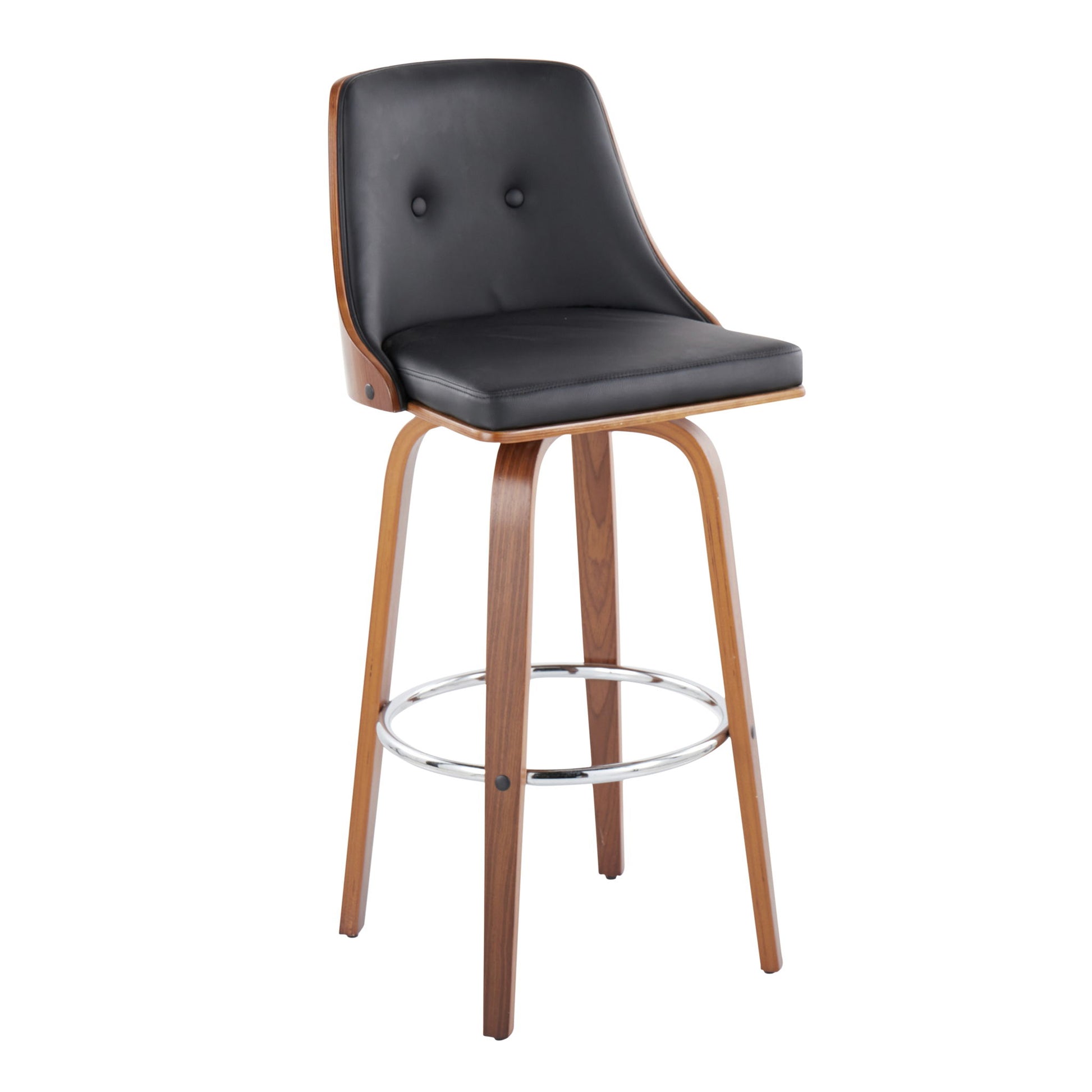 Gianna - Mid Century Modern Fixed Height Barstool With Swivel With Round Footrest (Set of 2) - Best Buy Furniture