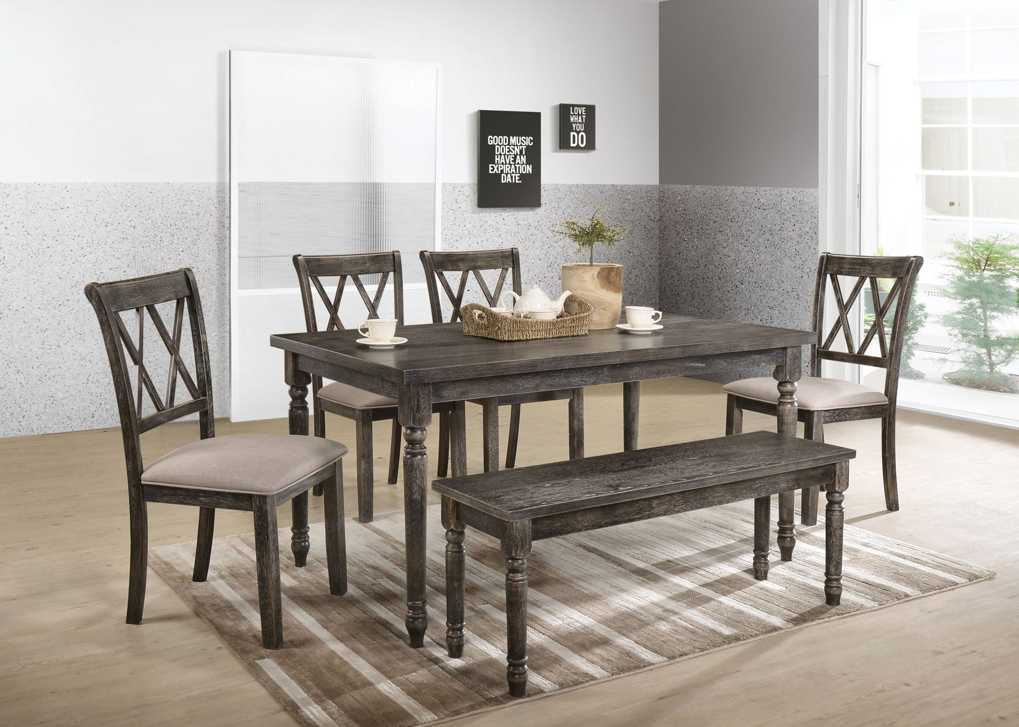Claudia II - Weathered 7 Pieces Dining Room Set - Gray - Best Buy Furniture