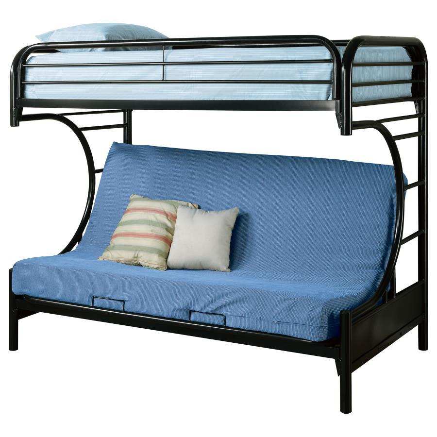 Montgomery - Metal Twin Over Futon Bunk Bed - Black - Best Buy Furniture