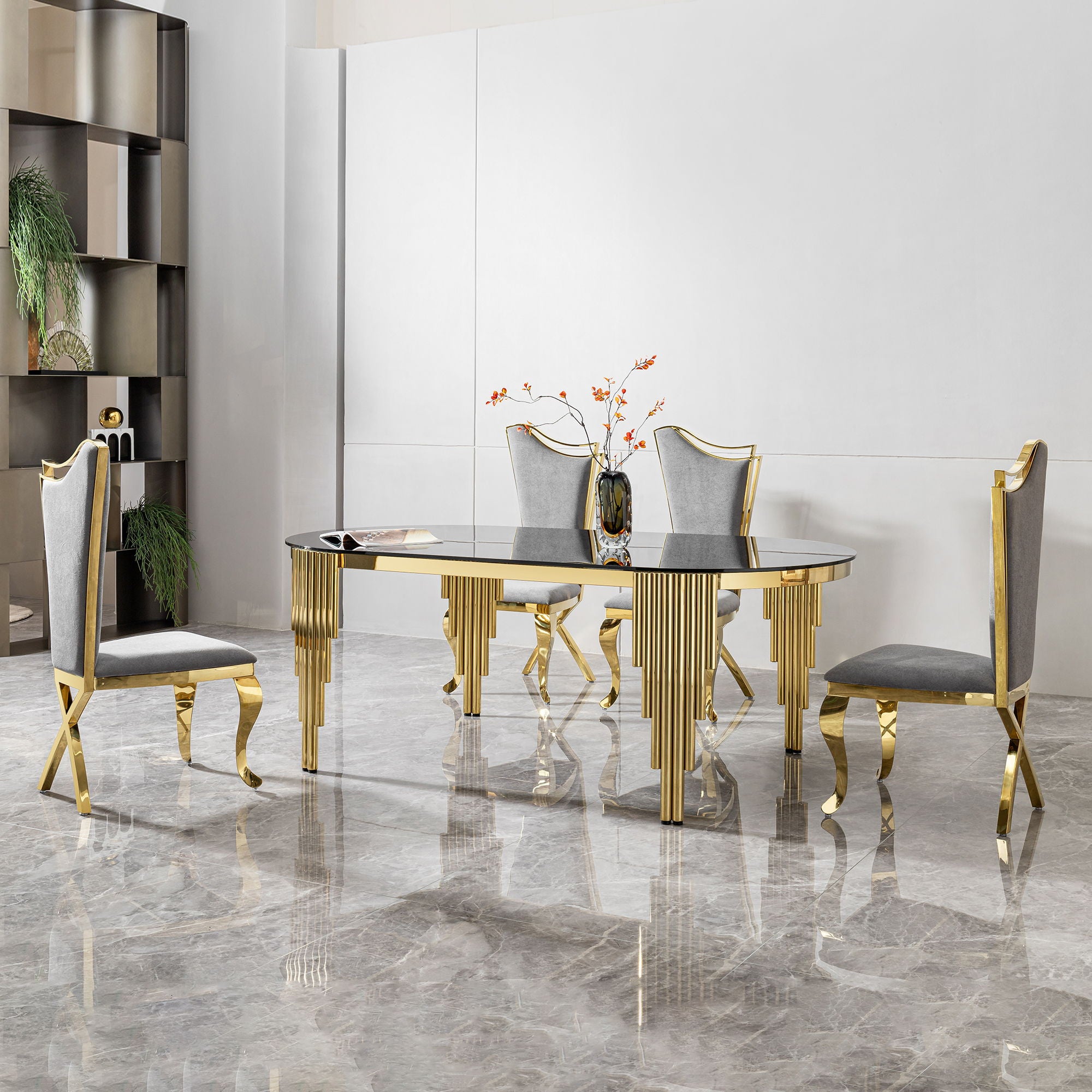 Oval Dining Table With Glass Top And Stainless Steel Base - Best Buy Furniture