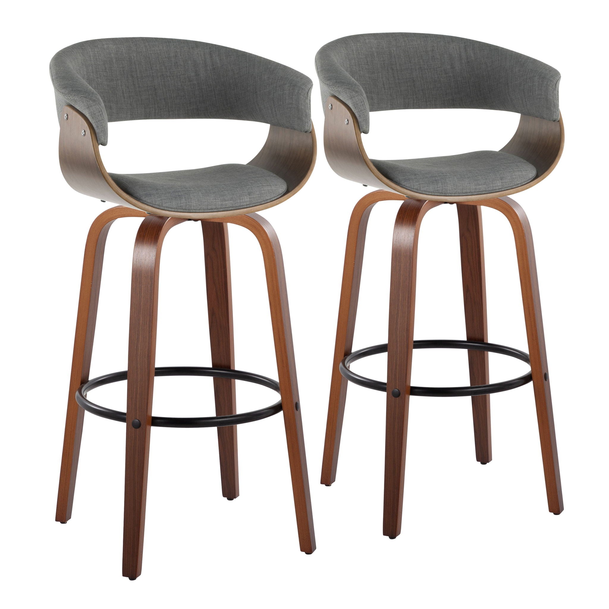 Vintage Mod - Mid Century Modern Fixed Height Barstool With Swivel & Round Footrest (Set of 2) - Best Buy Furniture