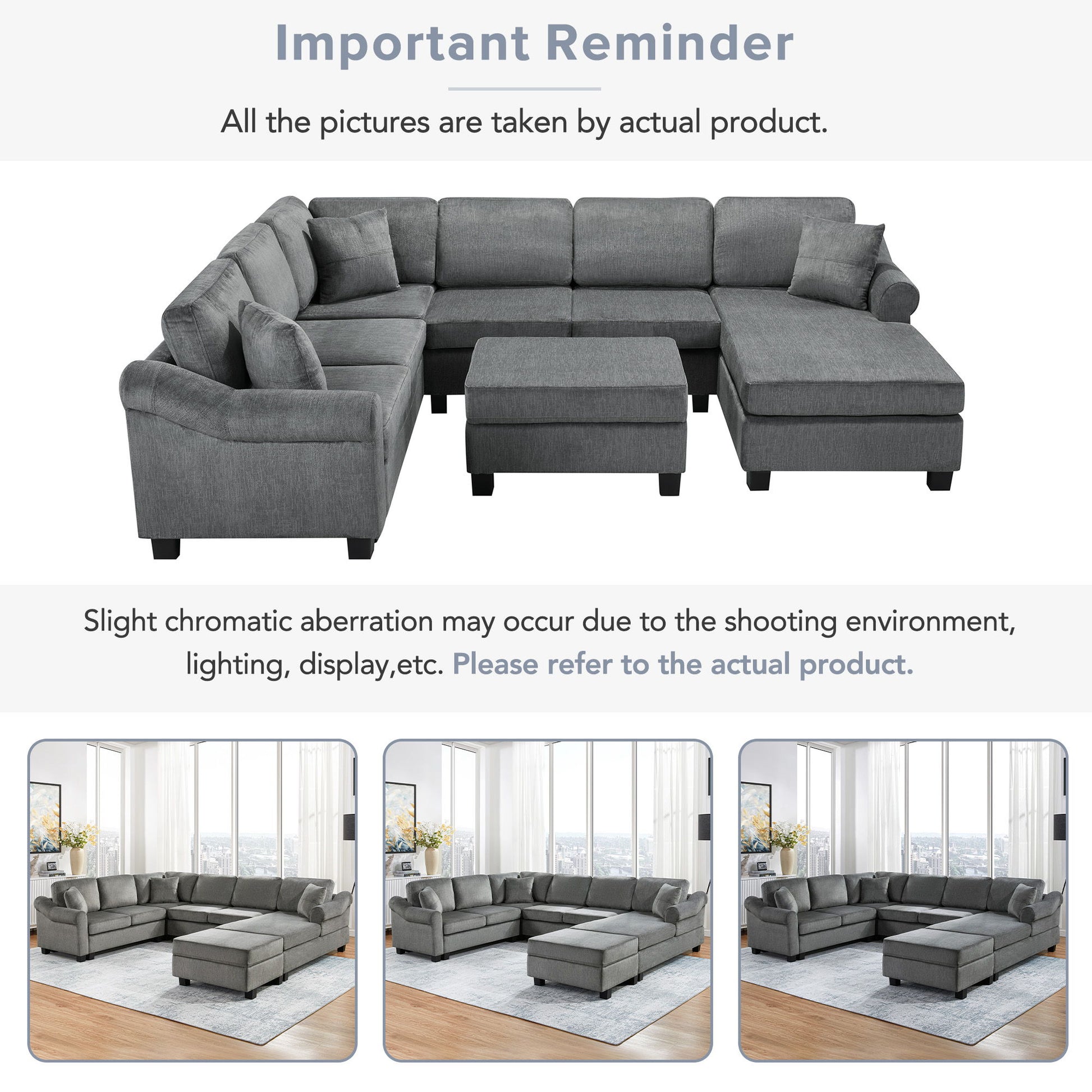 Contemporary U - Shaped Sectional Sofa With Movable Storage Ottoman - Best Buy Furniture