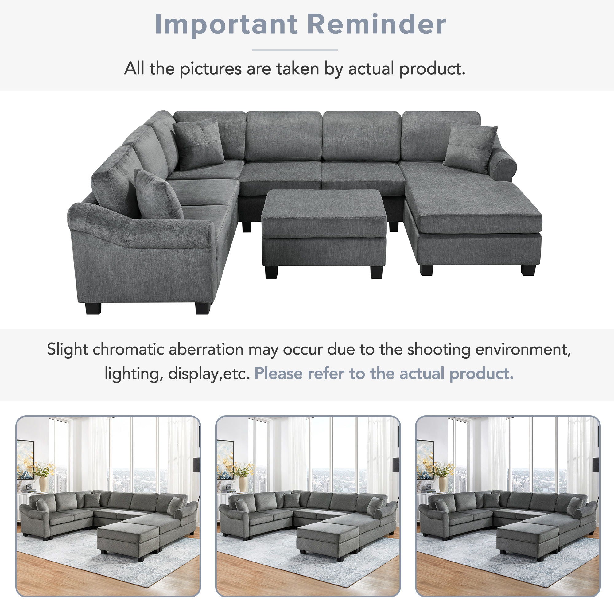 Contemporary U - Shaped Sectional Sofa With Movable Storage Ottoman - Best Buy Furniture