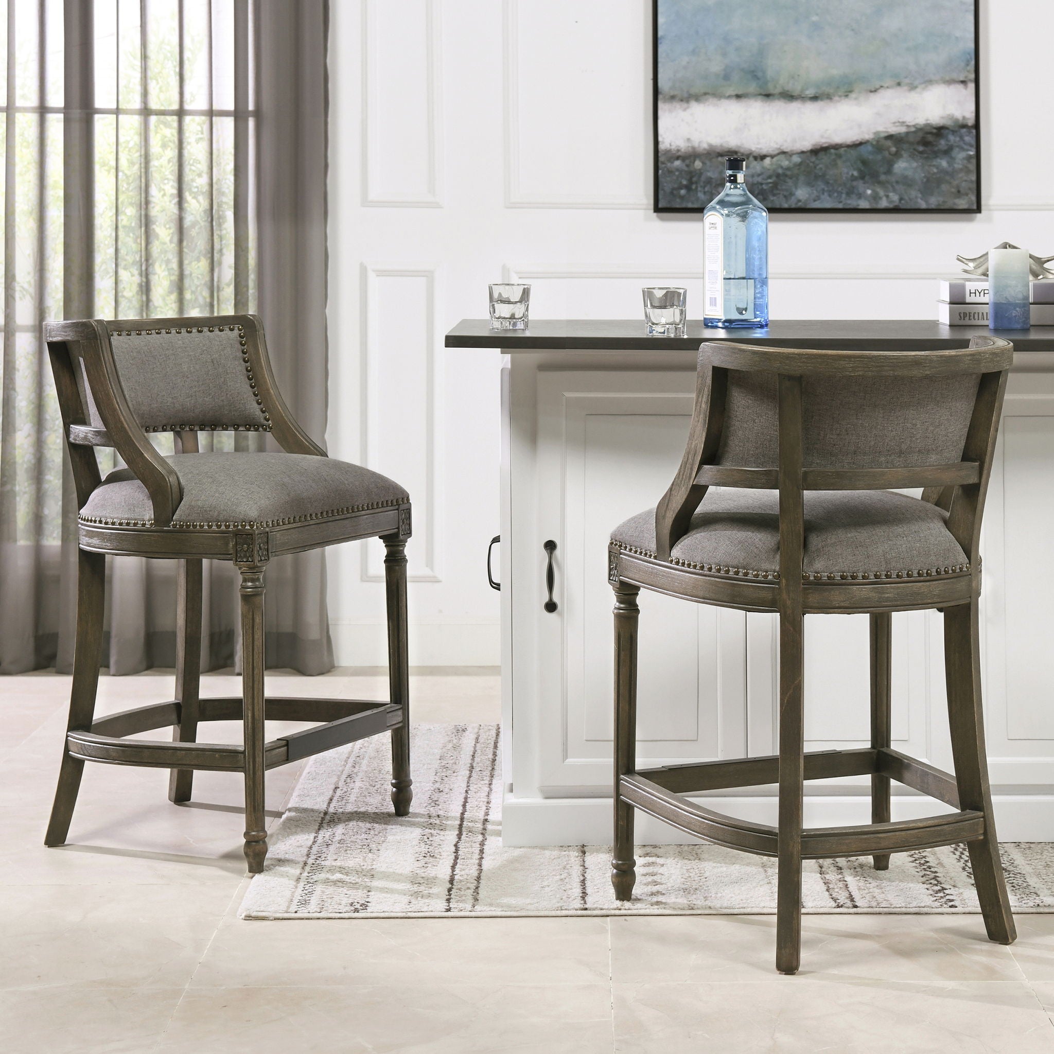 Paris - Farmhouse Counter Height Bar Stool With Backrest - Best Buy Furniture