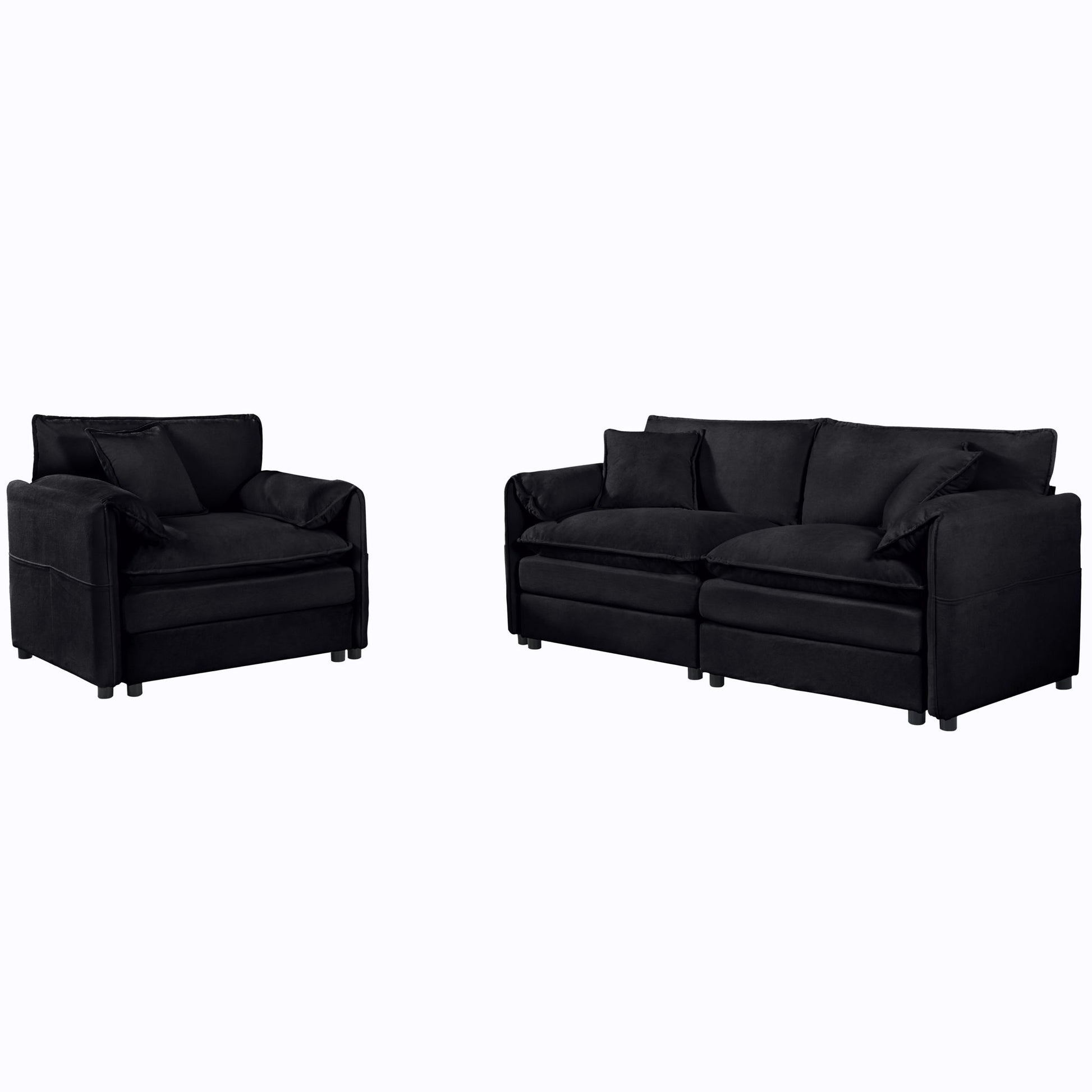 Modern Upholstered Chenille Loveseat And Armchair Set With Pillows - Best Buy Furniture