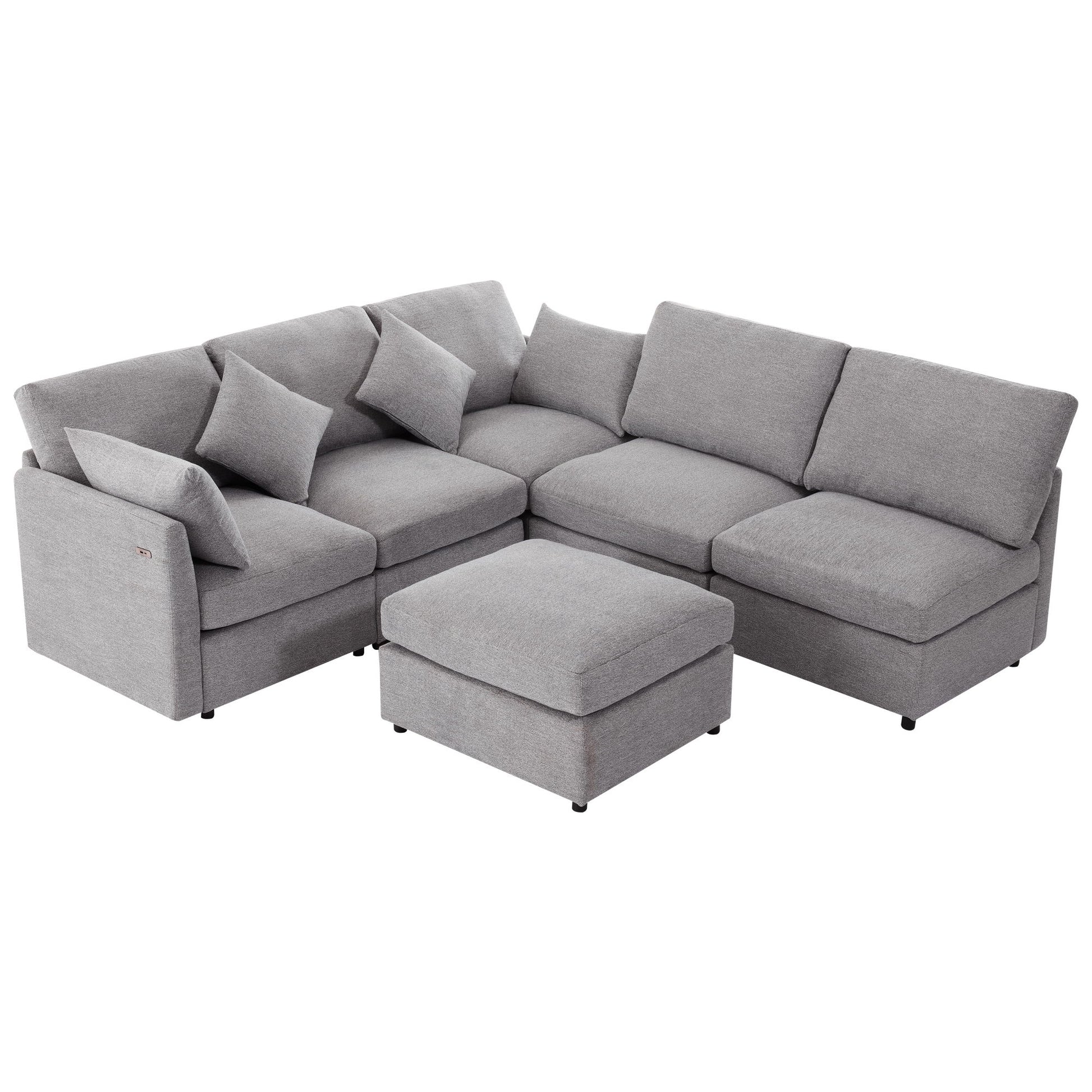 Sectional Sofa Modular Sofa U - Shaped Sofa Couch Sofa Bed L - Shaped Sofa With A Movable Ottoman And Two USB Ports For Living Room - Best Buy Furniture