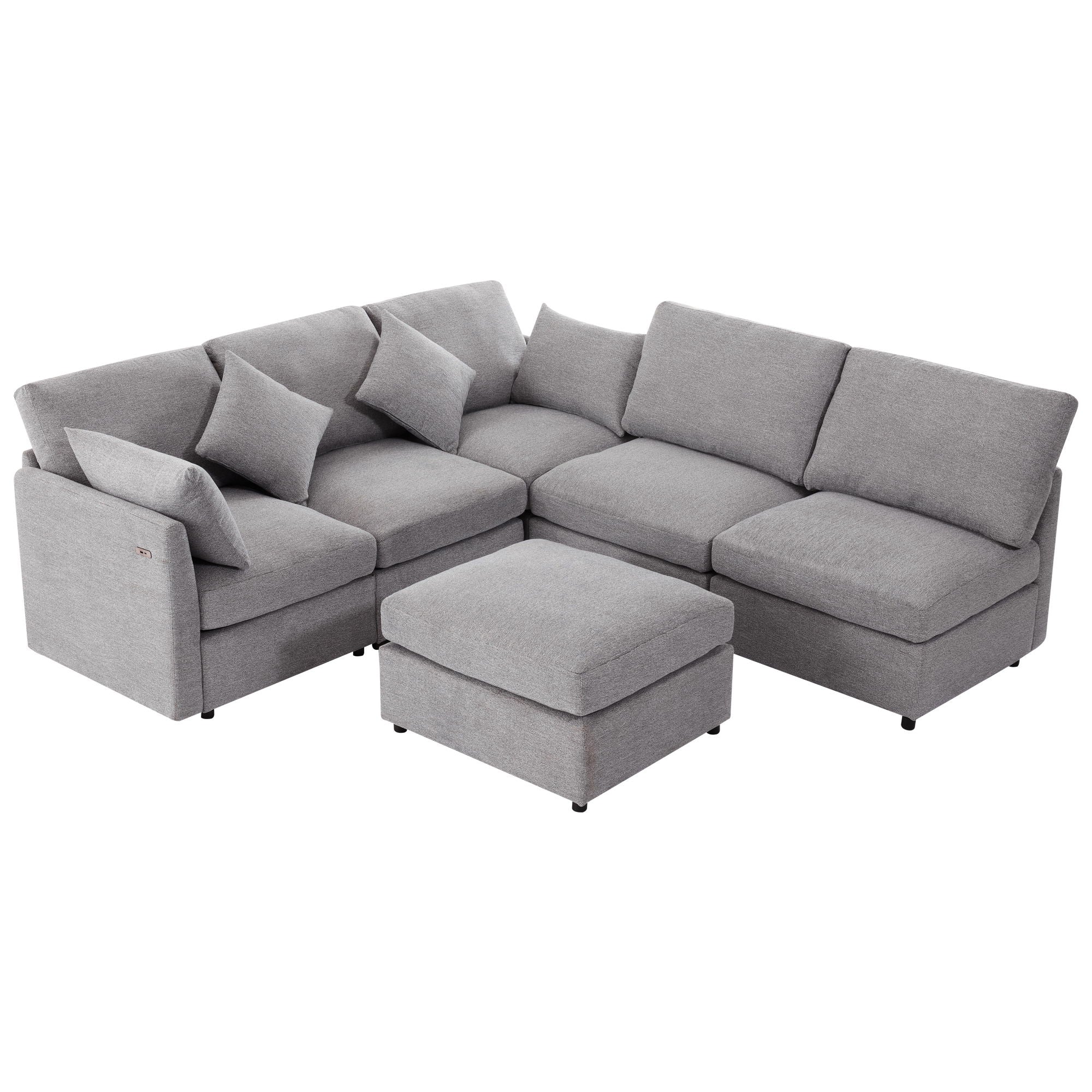 Sectional Sofa Modular Sofa U - Shaped Sofa Couch Sofa Bed L - Shaped Sofa With A Movable Ottoman And Two USB Ports For Living Room - Best Buy Furniture