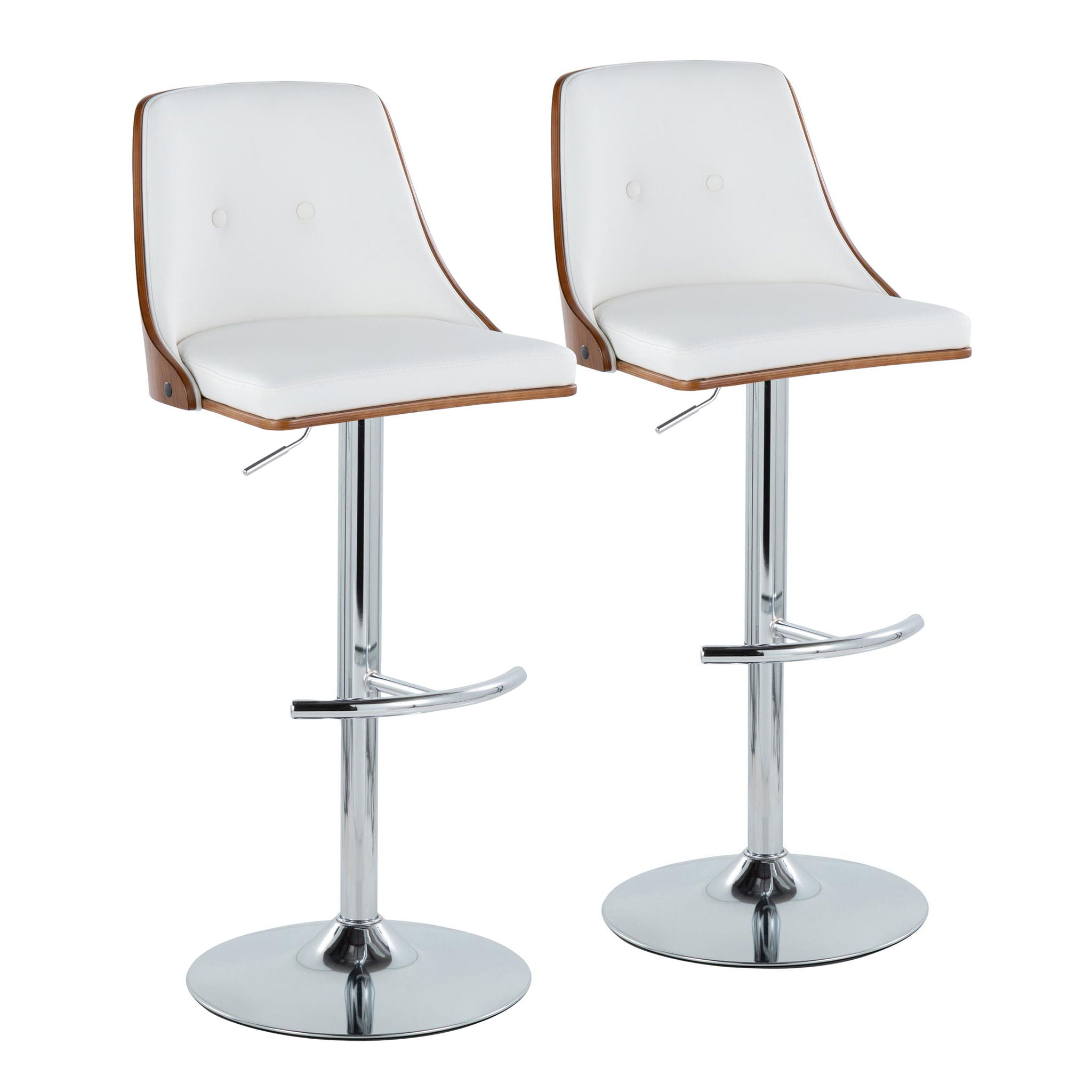 Gianna - Mid Century Modern Adjustable Barstool With Swivel With Rounded T Footrest (Set of 2) - Best Buy Furniture