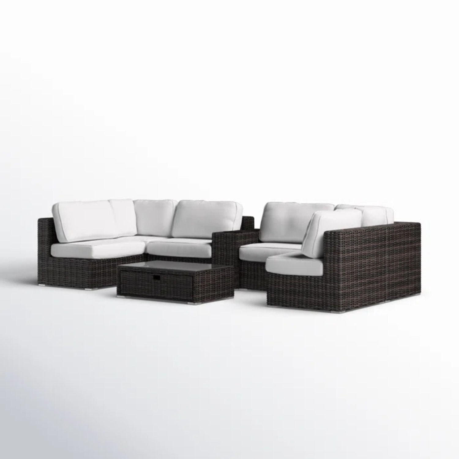 Elegant 4 Person Wicker Patio Seating Set With Cushions And Glass Top Table - Best Buy Furniture