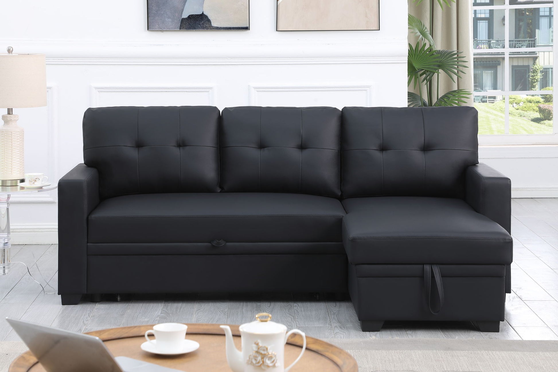 Upholstered Pull Out Sectional Sofa With Chaise - Best Buy Furniture