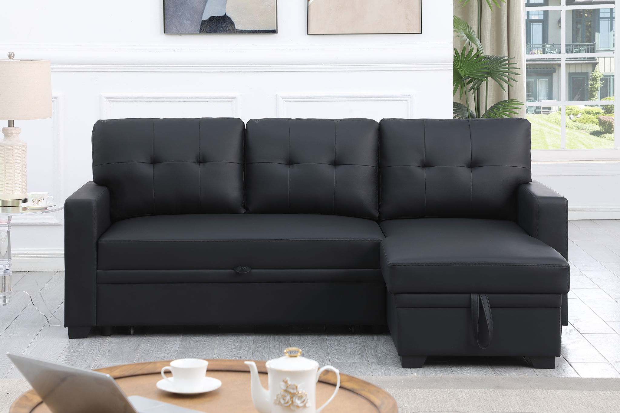 Upholstered Pull Out Sectional Sofa With Chaise - Best Buy Furniture