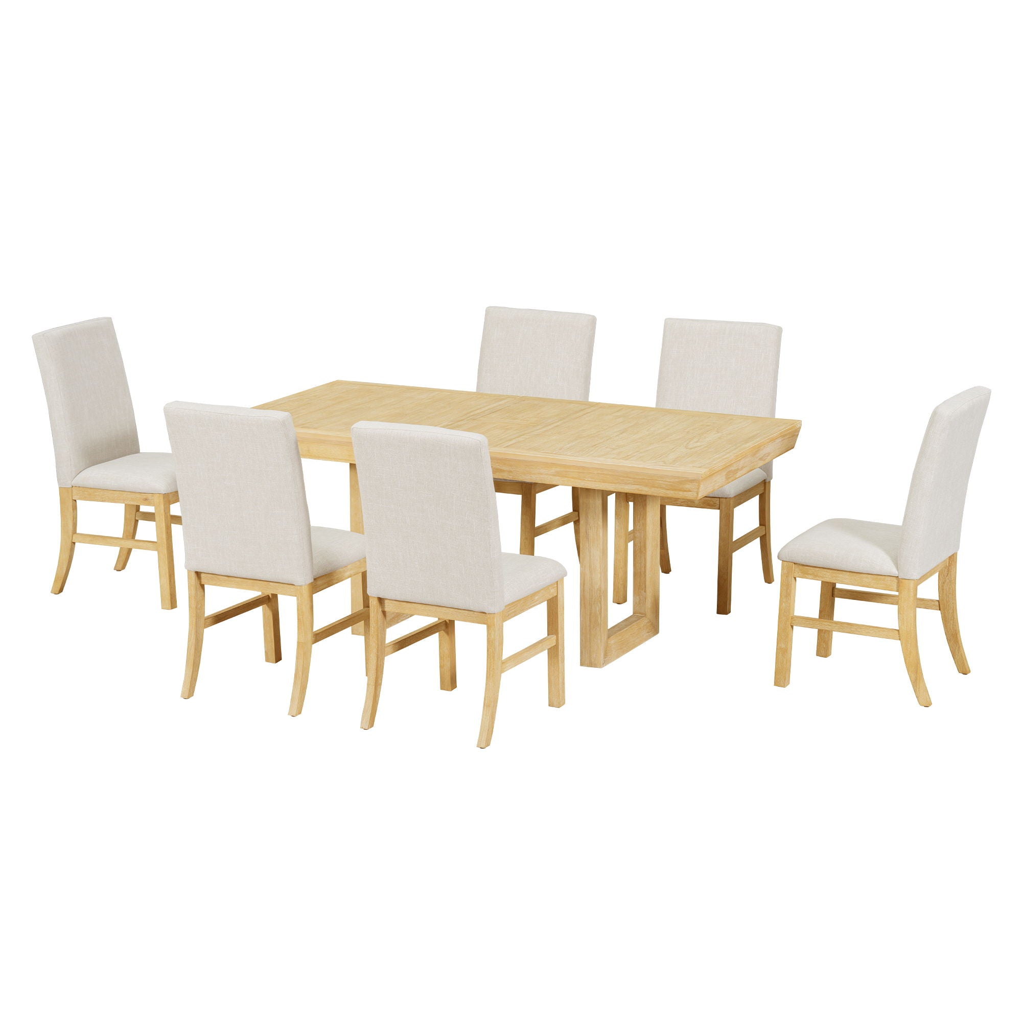 Topmax - 7 Piece Traditional Extendable Dining Table Set With Butterfly Leaf And 6 Upholstered Dining Table Set - Best Buy Furniture