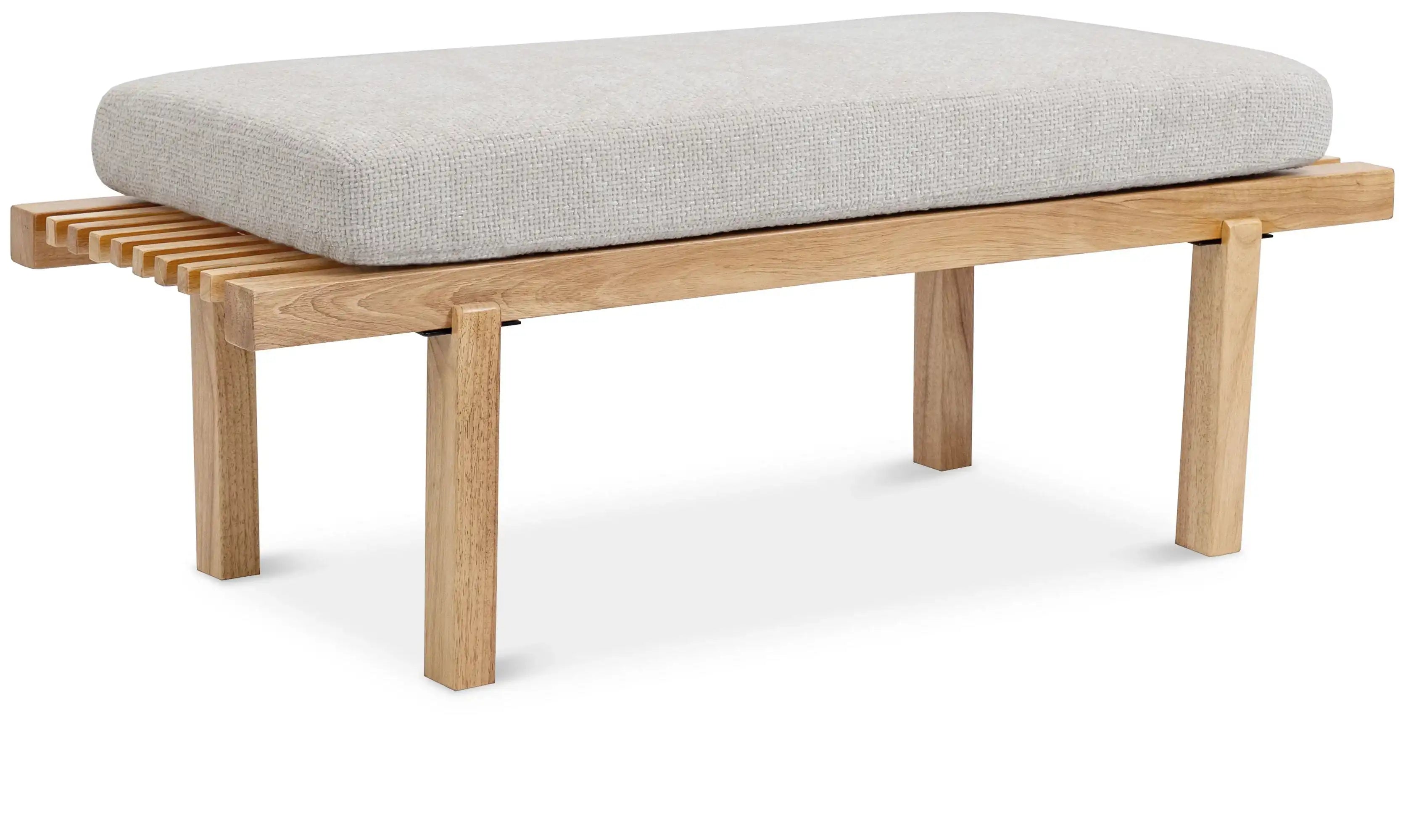 Naya - Chenille Fabric Bench - Cream - Best Buy Furniture
