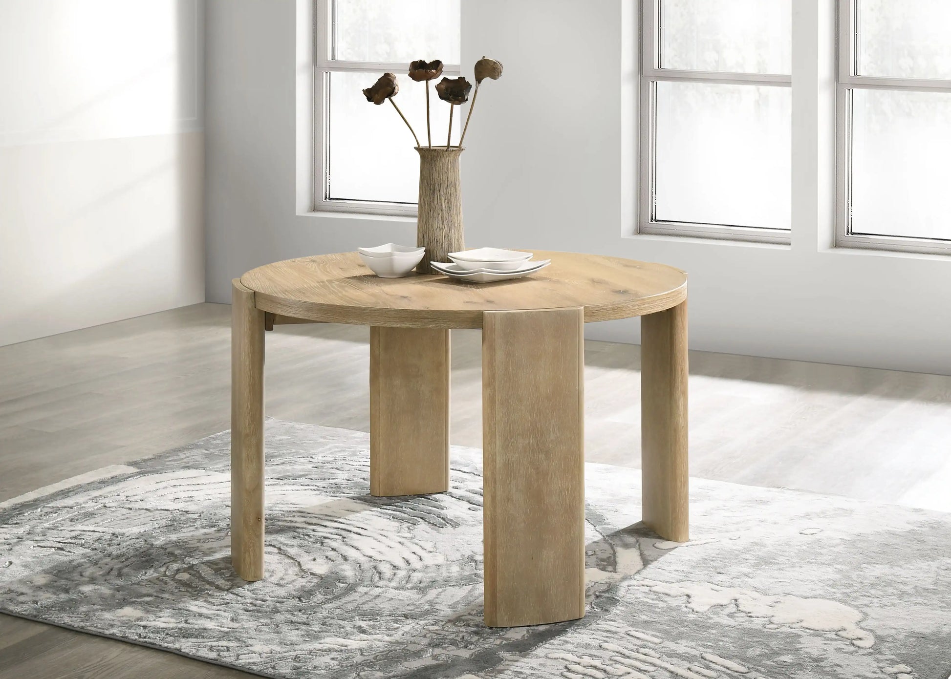 Bowen - Round Dining Table - Oak Finish - Best Buy Furniture