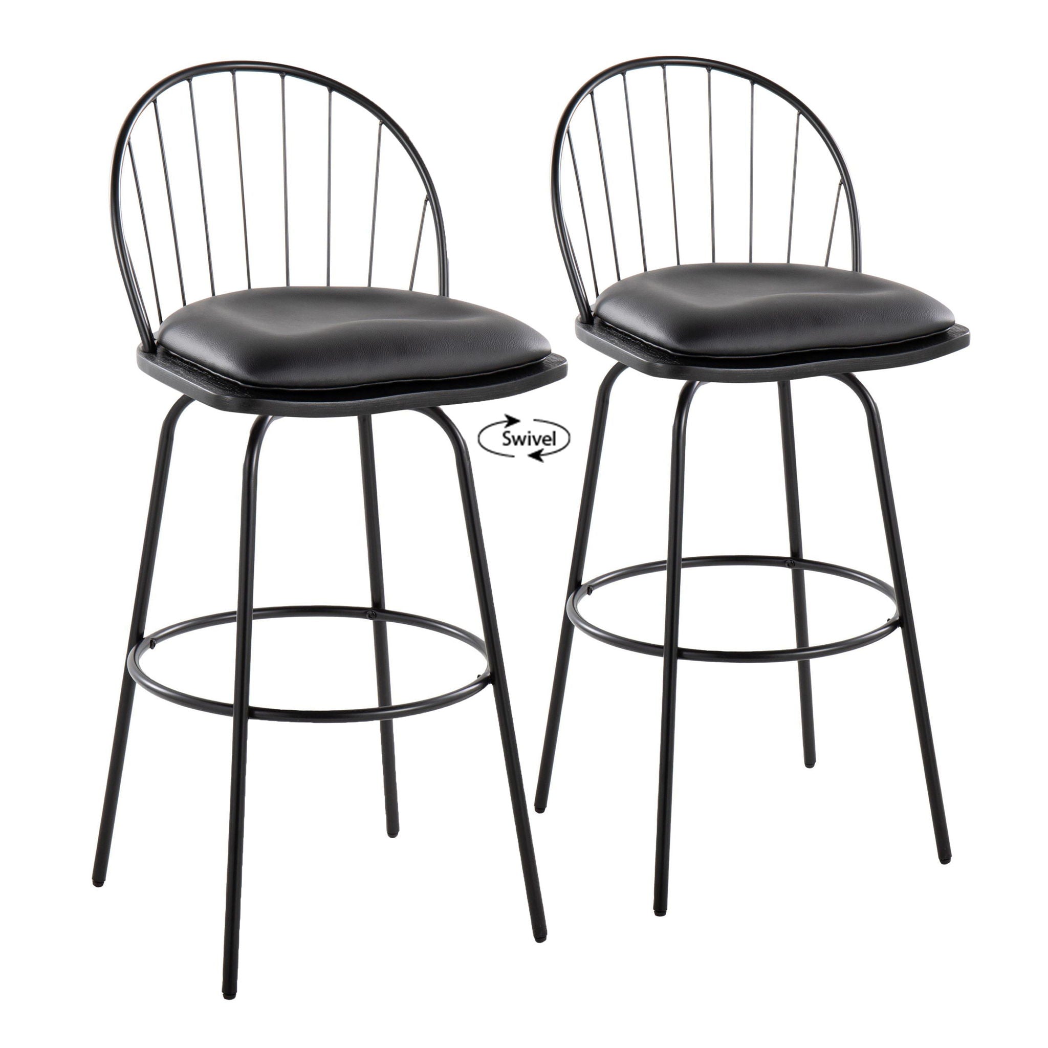 Riley - Claire Farmhouse Fixed Height Barstool With Swivel With Round Footrest (Set of 2) - Best Buy Furniture