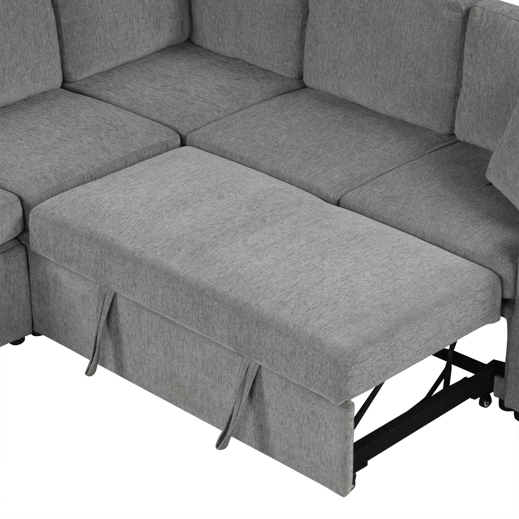 Sectional Sofa Convertible Pull-Out Sofa Bed With A Movable Storage Ottoman For Living Room - Best Buy Furniture
