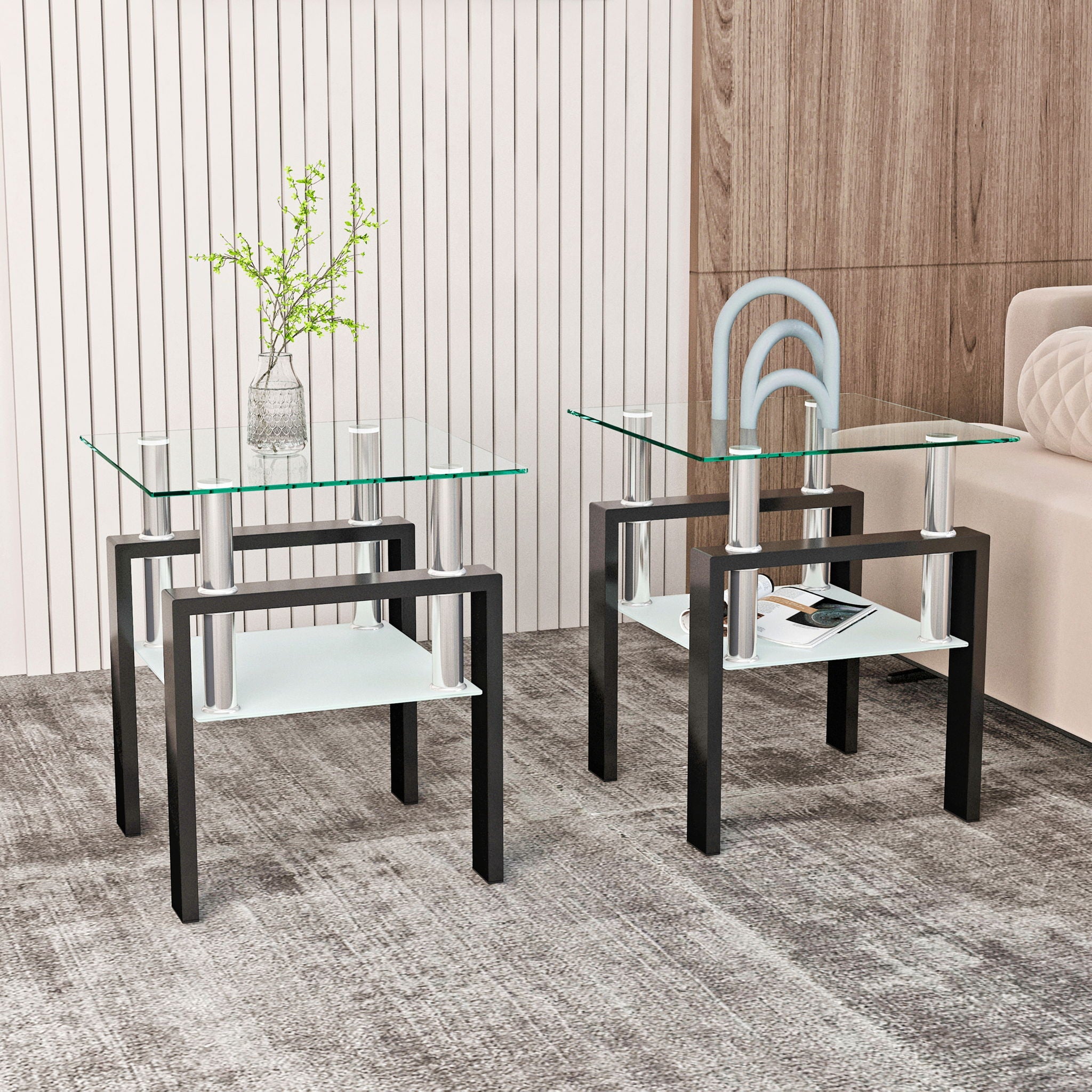 Modern Tempered Glass Tea Table, End Square Table For Living Room - Best Buy Furniture