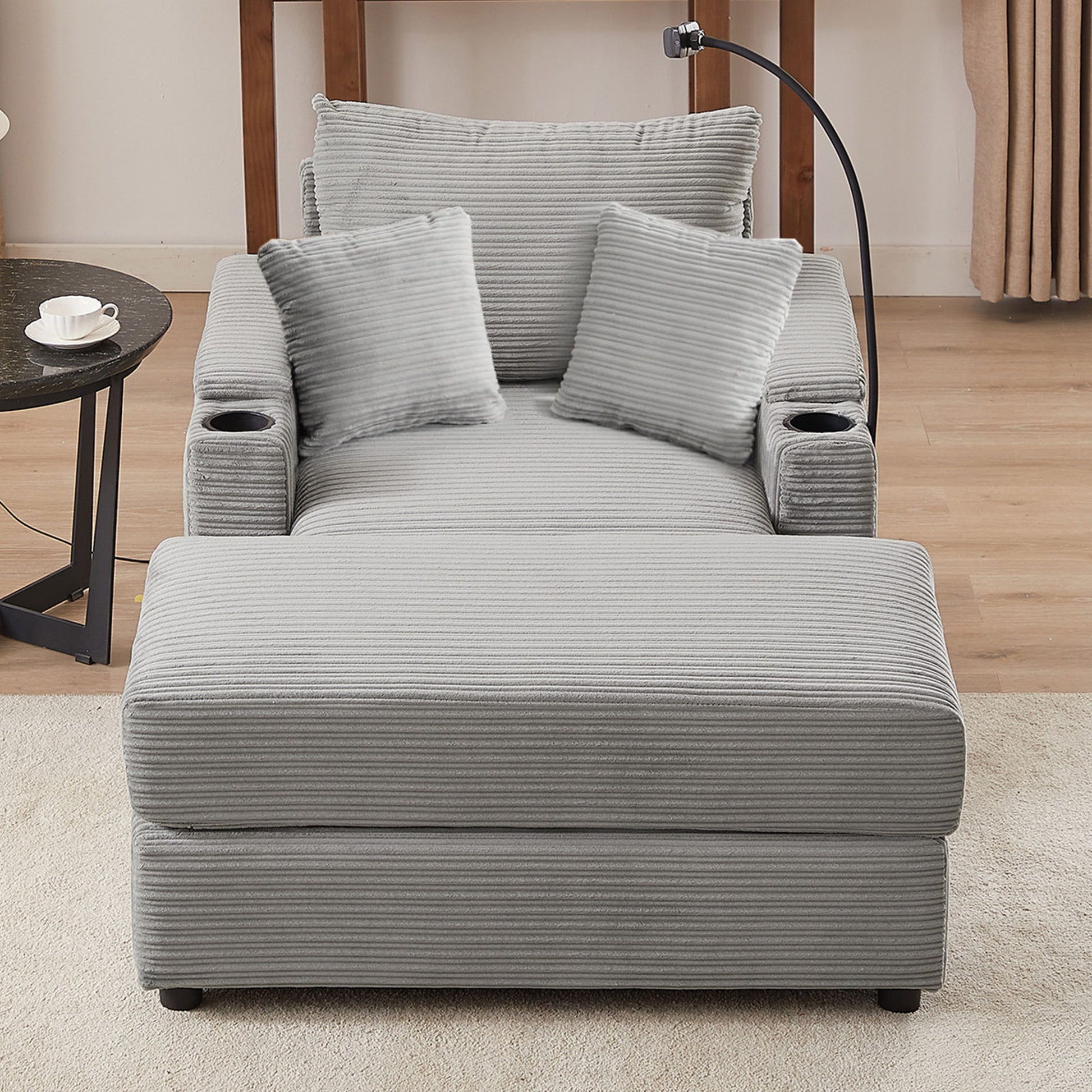 Modern Style Loveseat Sofa Sectional Sofa Couch With Storage Space, A Movable Ottoman, Two USB Ports, Two Cup Holders, A Phone Holder For Living Room - Best Buy Furniture