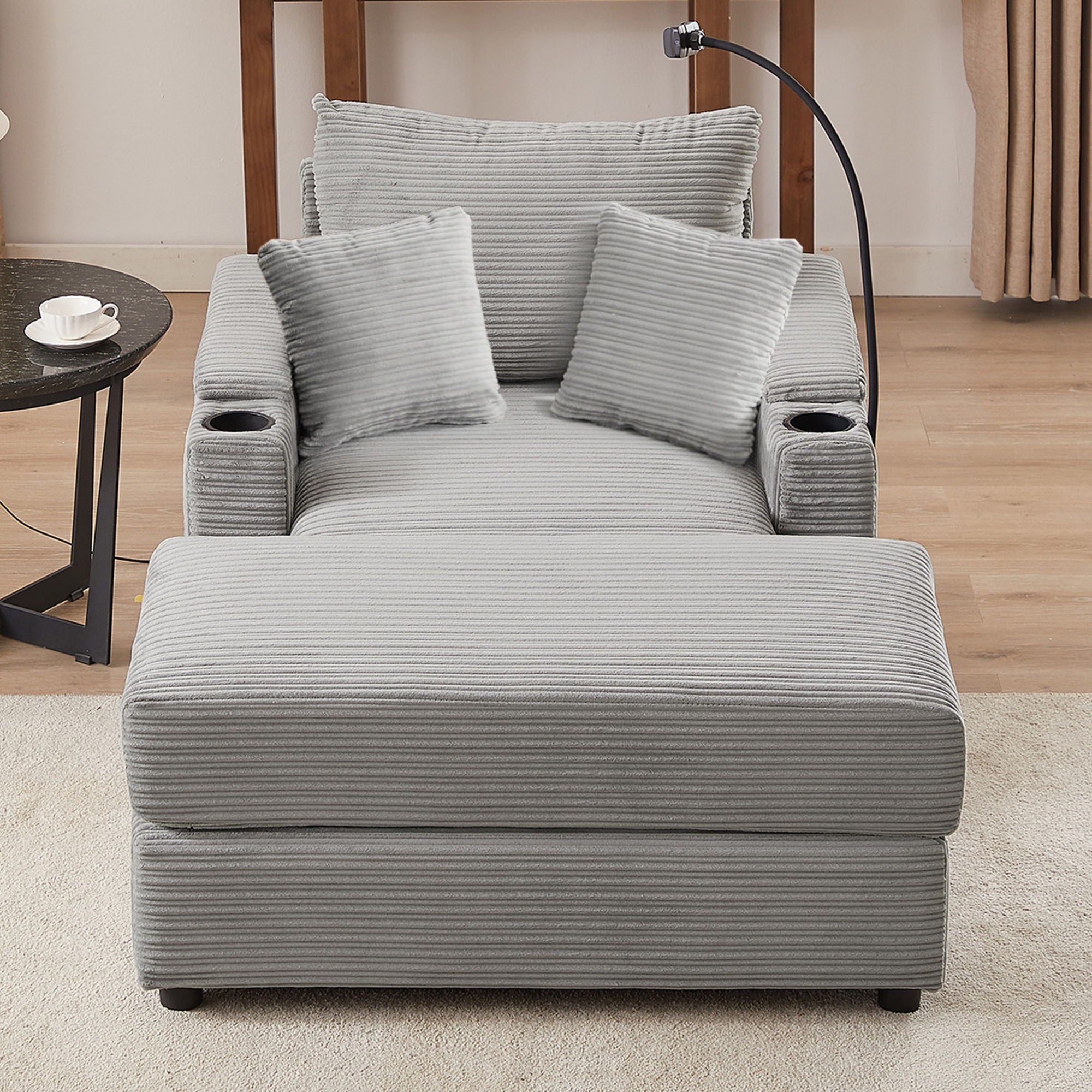Modern Style Loveseat Sofa Sectional Sofa Couch With Storage Space, A Movable Ottoman, Two USB Ports, Two Cup Holders, A Phone Holder For Living Room - Best Buy Furniture