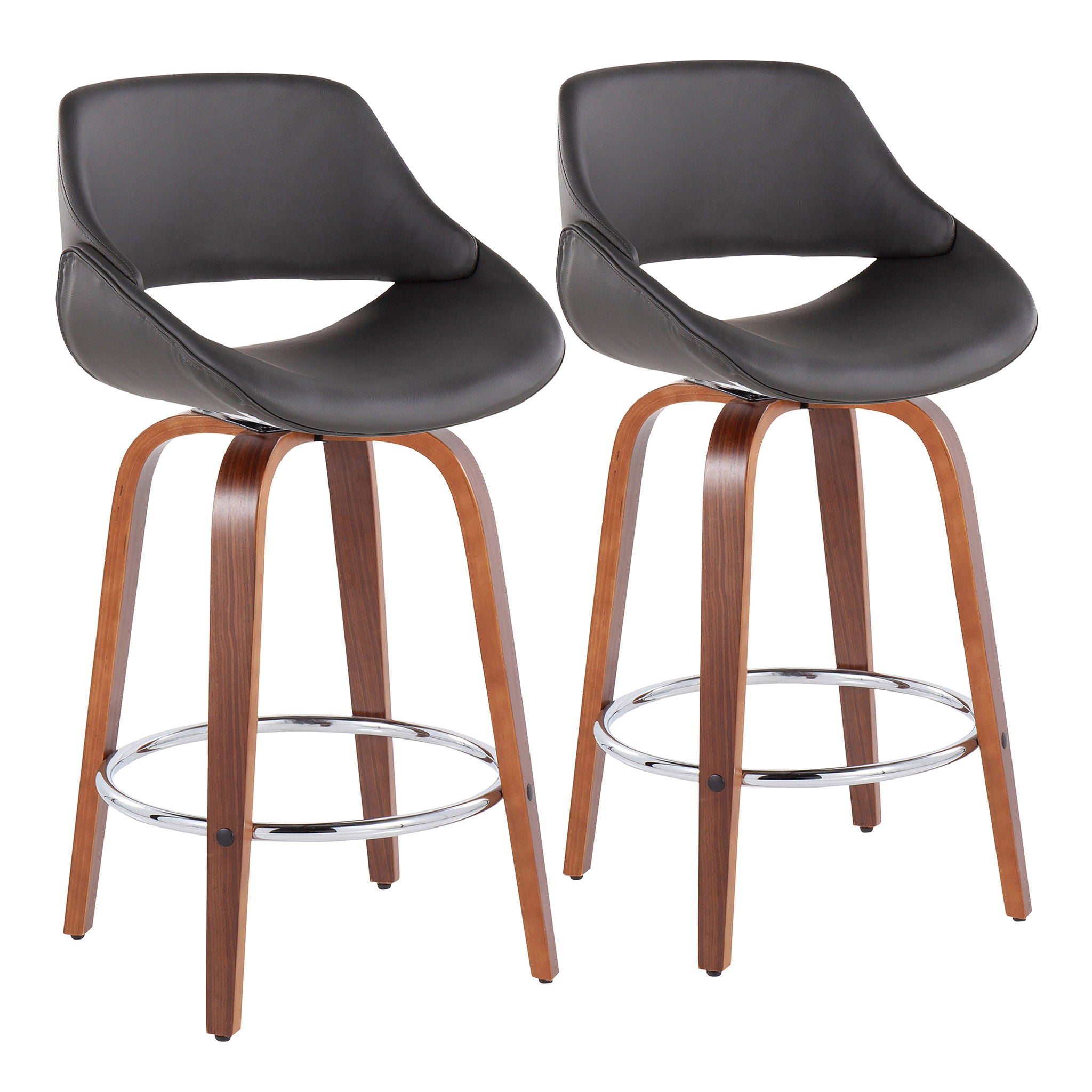 Fabrico - Mid Century Modern, Fixed Height Counter Stool With Round Footrest (Set of 2) - Best Buy Furniture
