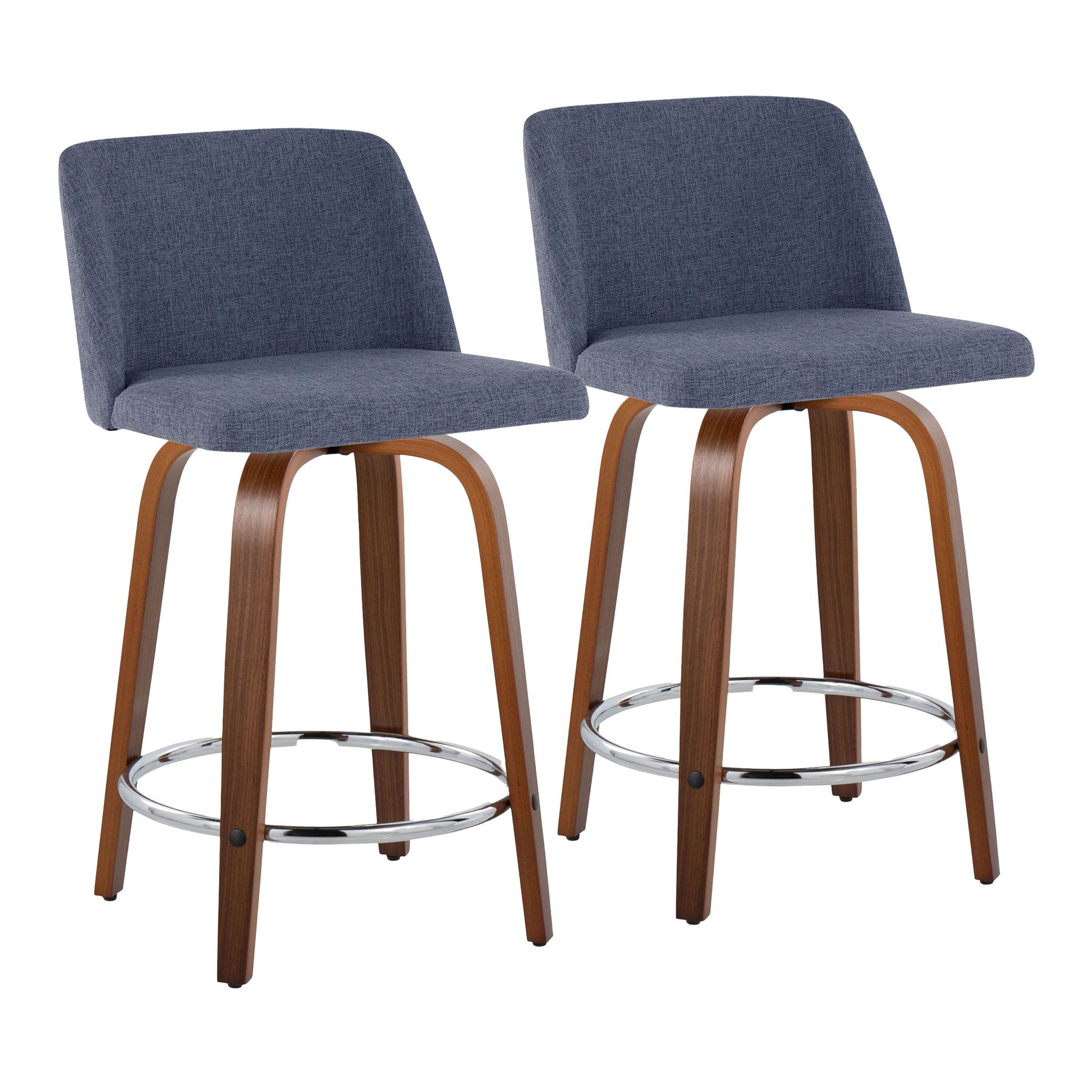 Toriano - Mid Century Modern Fixed Height Counter Stool With Swivel With Round Footrest (Set of 2) - Best Buy Furniture