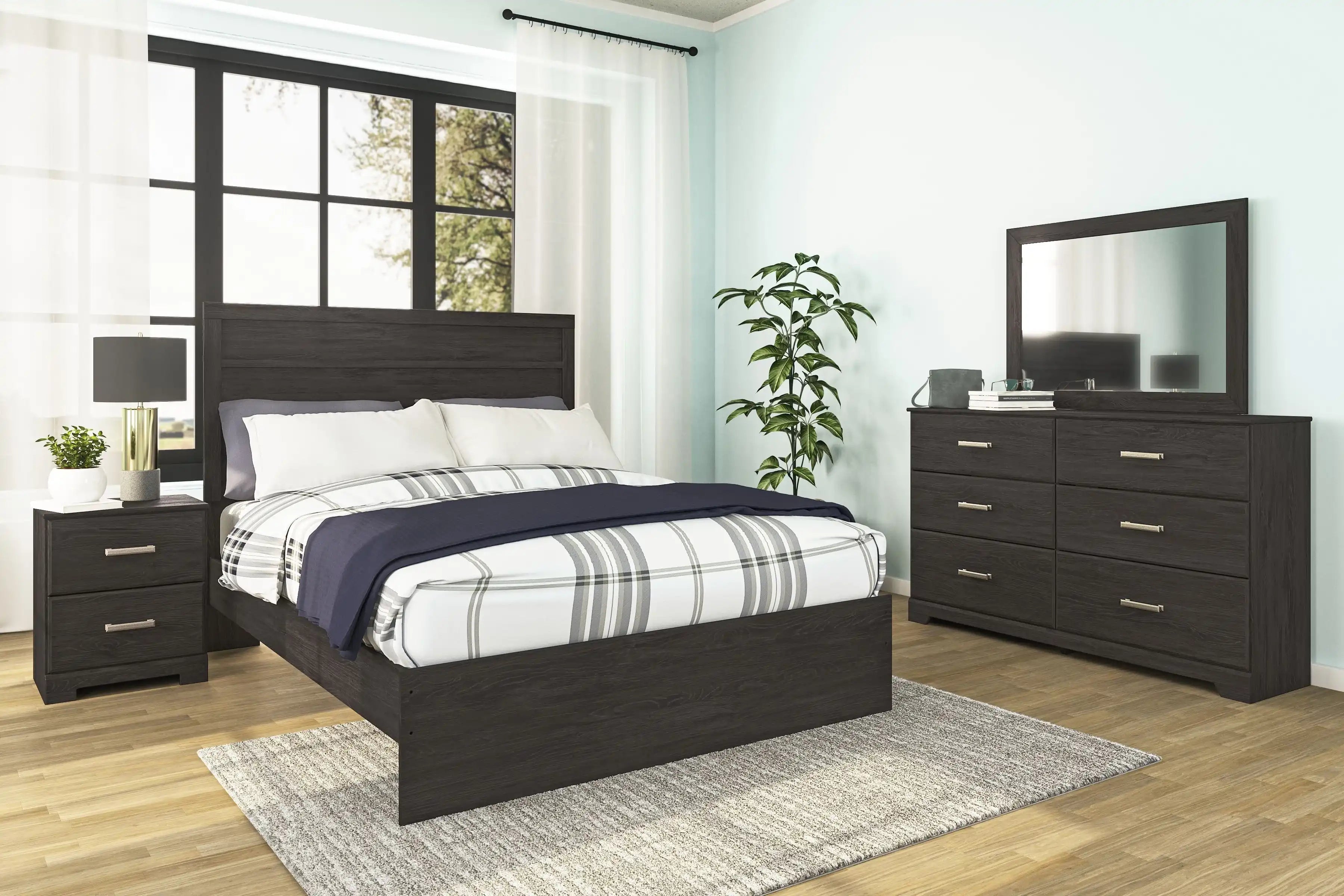 Belachime - Two Drawer Night Stand - Charcoal - Best Buy Furniture
