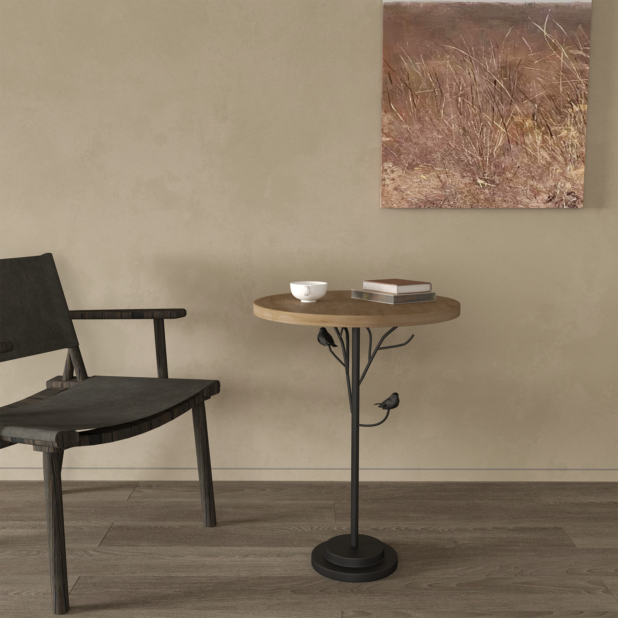 Round Side Table, Small Drink Table for Small Spaces (Natural) - Best Buy Furniture