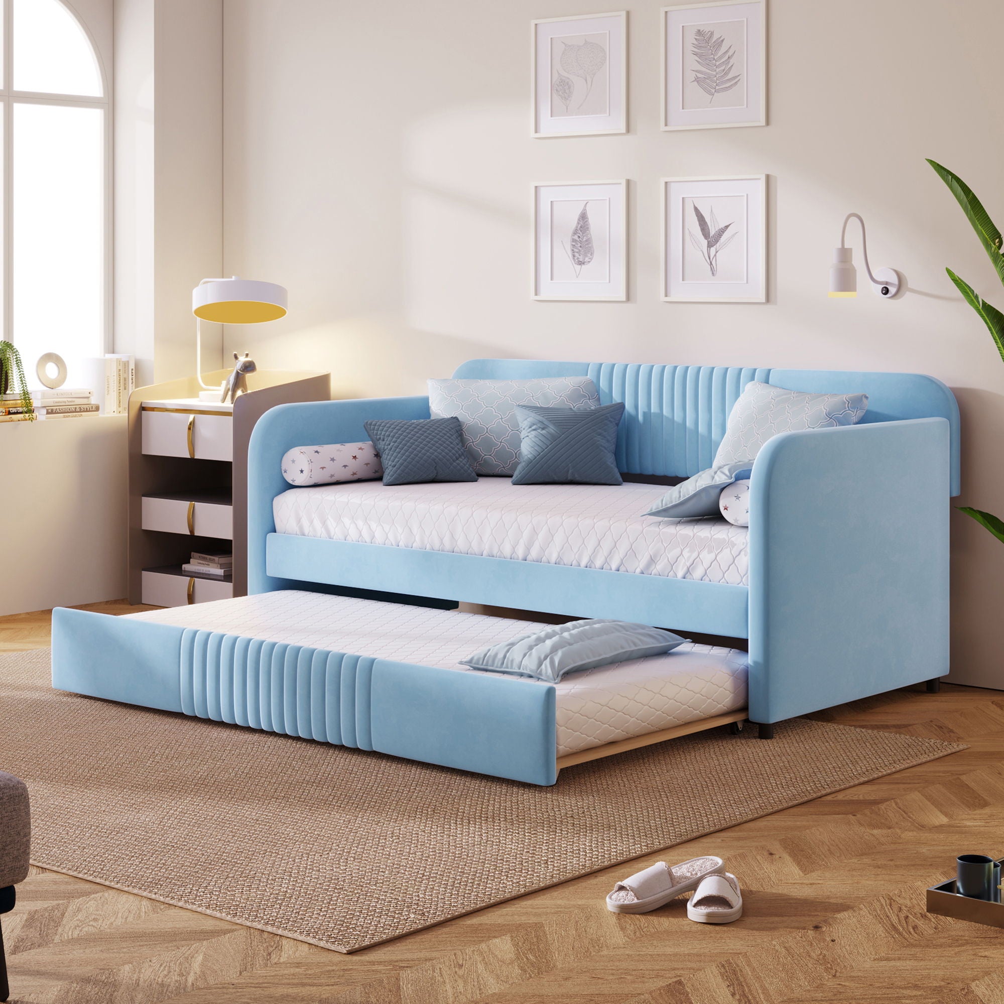 Upholstered Daybed Sofa Bed With Trundle Bed - Best Buy Furniture