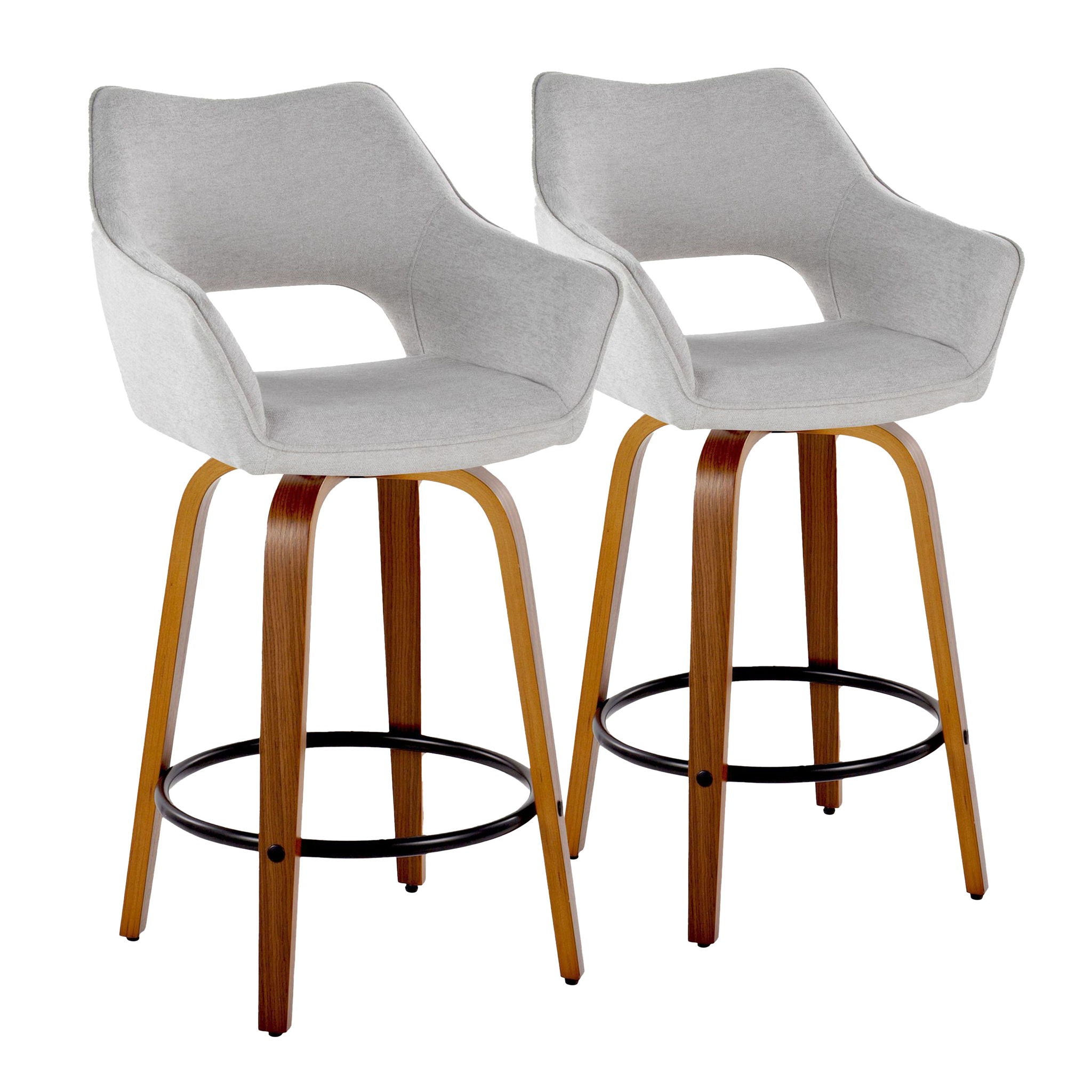 Mustang - Contemporary Fixed Height Counter Stool With Swivel With Round Footrest (Set of 2) - Best Buy Furniture