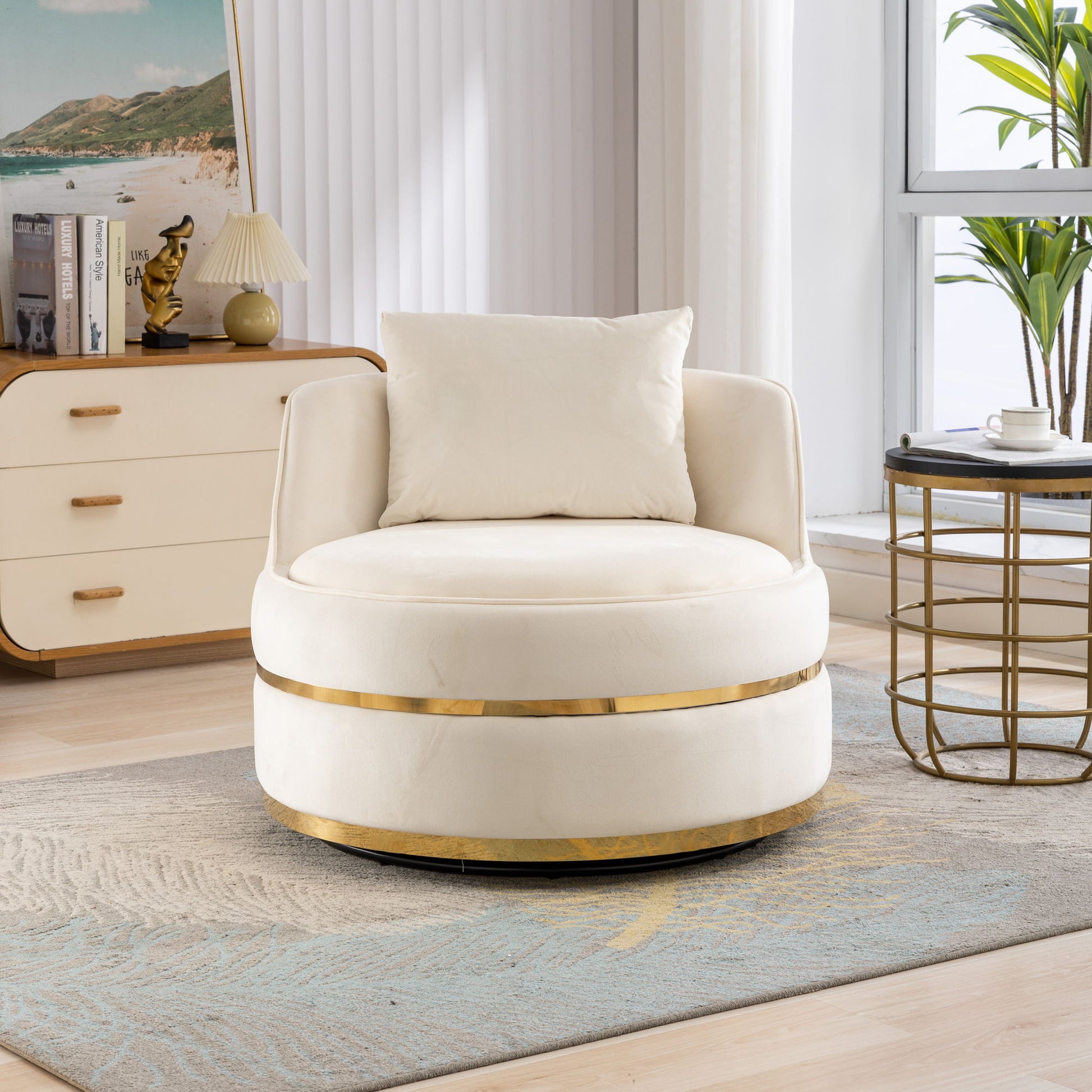 360 Degree Swivel Over Sized Upholstered Barrel Chair - Best Buy Furniture