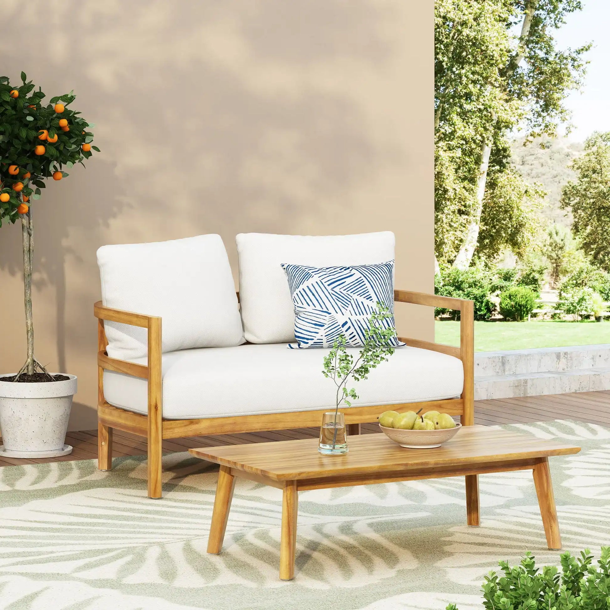 Outdoor Furniture With Coffee Table, Patio Conversation Set Deep Seating With Soft Cushion - Best Buy Furniture
