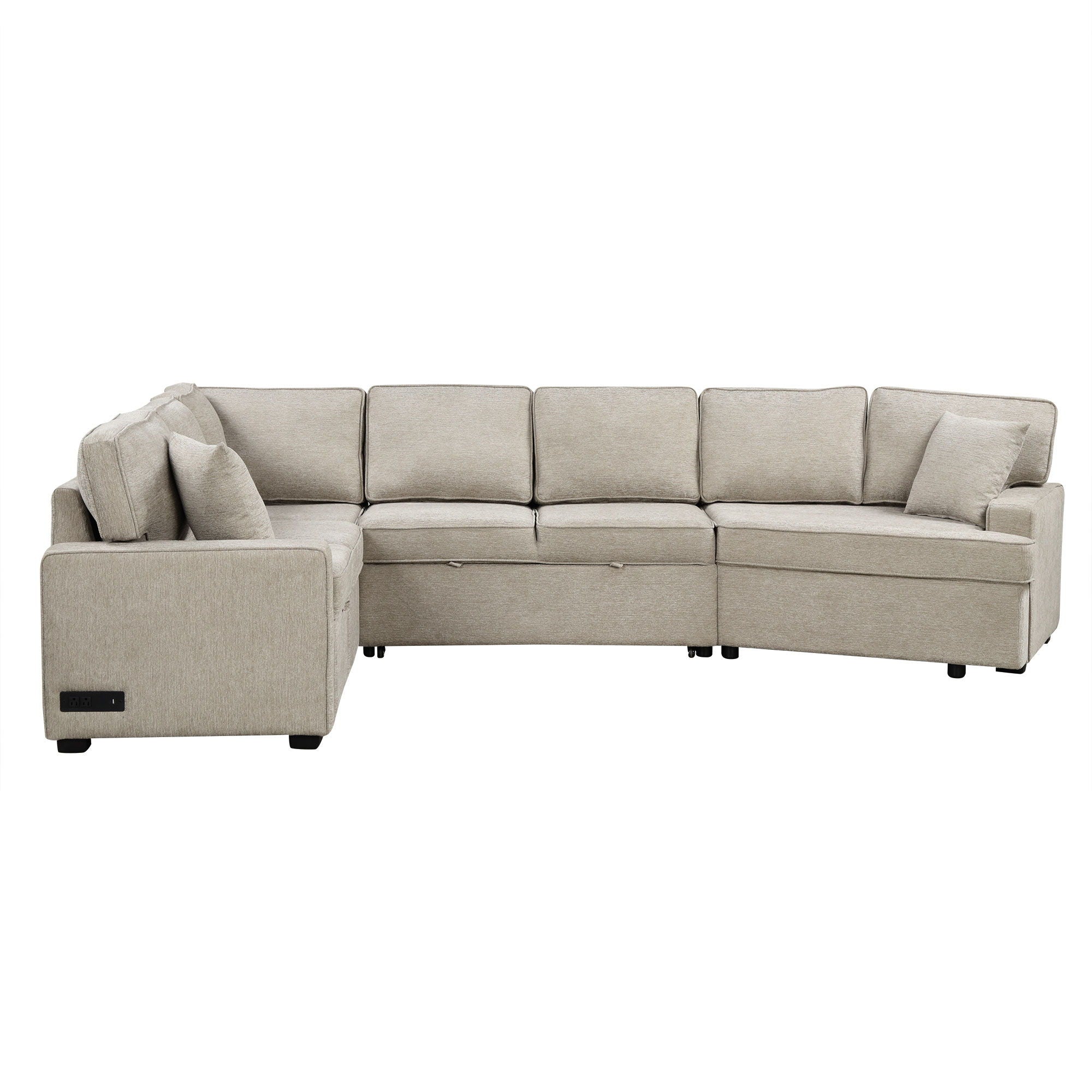 L-Shaped Sofa Sectional Sofa Couch Pull-Out Sofa Bed With Charging Devices And Cup Holders For Living Room - Best Buy Furniture