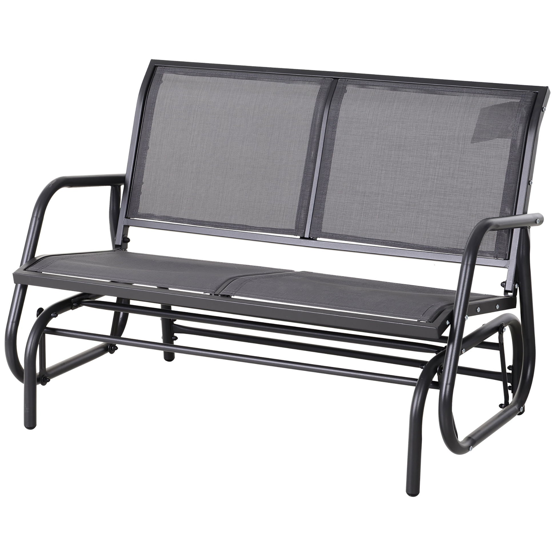 Outsunny - 2 Person Outdoor Glider Bench, Patio Double Swing Rocking Chair Loveseat With Powder Coated Steel Frame For Backyard Garden Porch - Gray - Best Buy Furniture