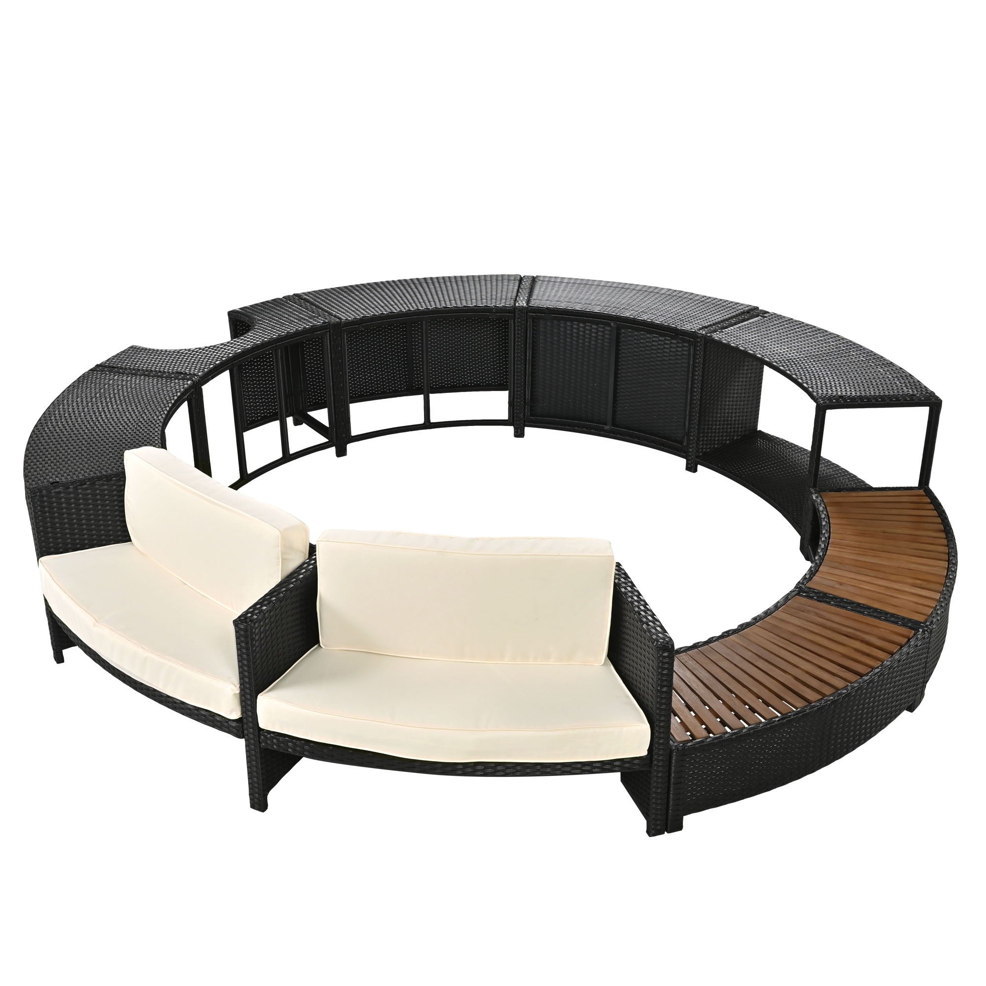 Spa Surround Spa Frame Patio Rattan Sofa Set With Storage Spaces, Mini Sofa And Comfortable Cushion For Patio, Backyard - Best Buy Furniture