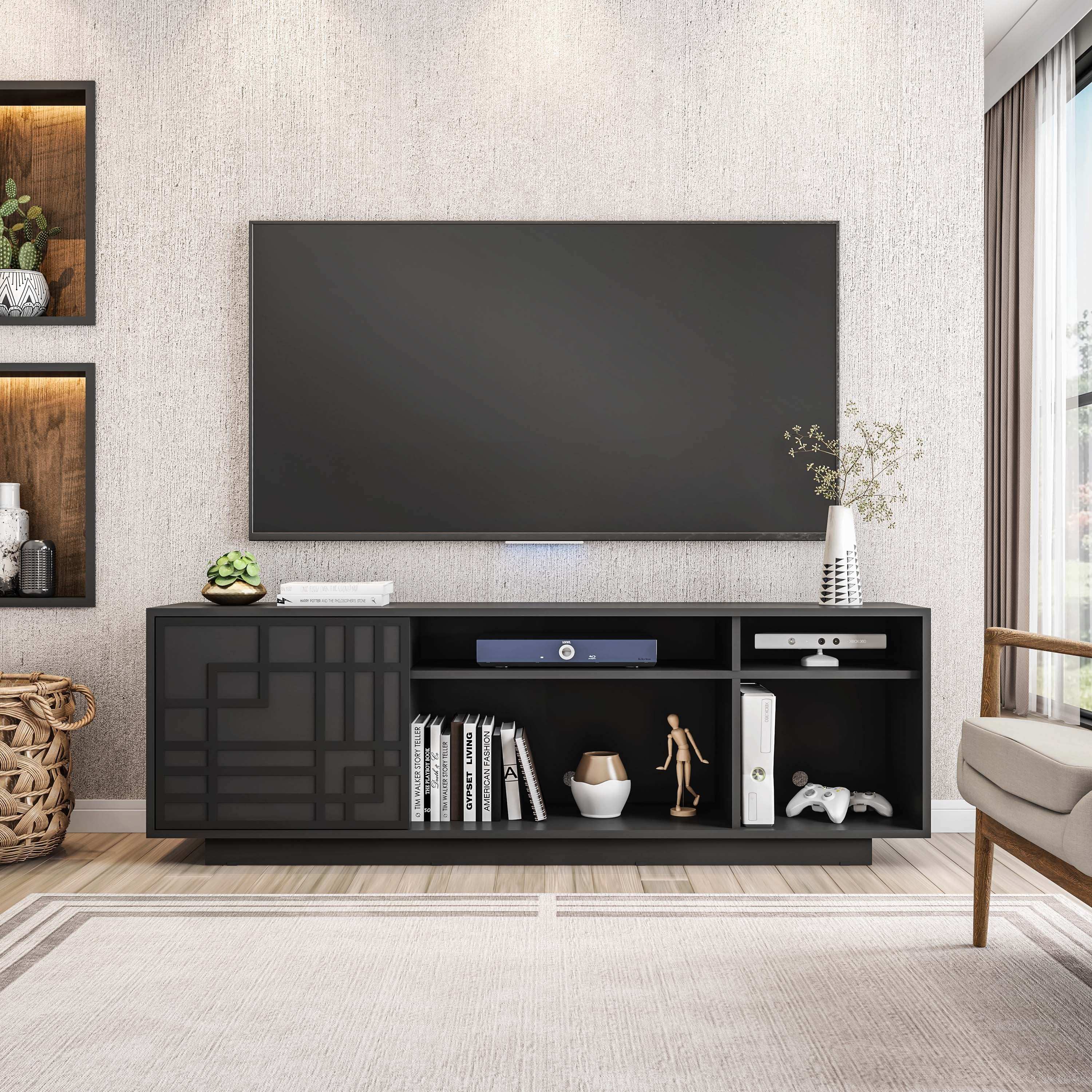 Techni Mobili Contemporary TV Stand for TVs Up to 70 IN., Black - Best Buy Furniture