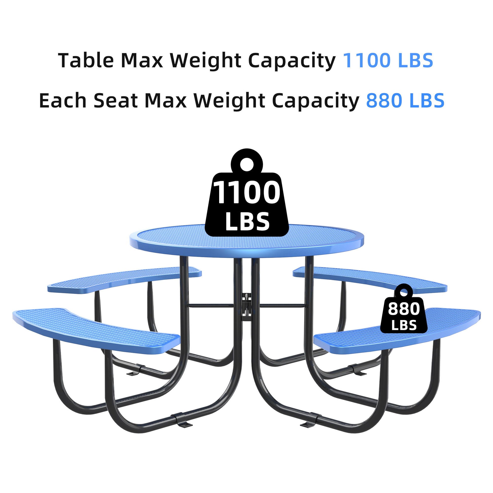 Round Outdoor Steel Picnic Table 46" With Umbrella Pole - Best Buy Furniture