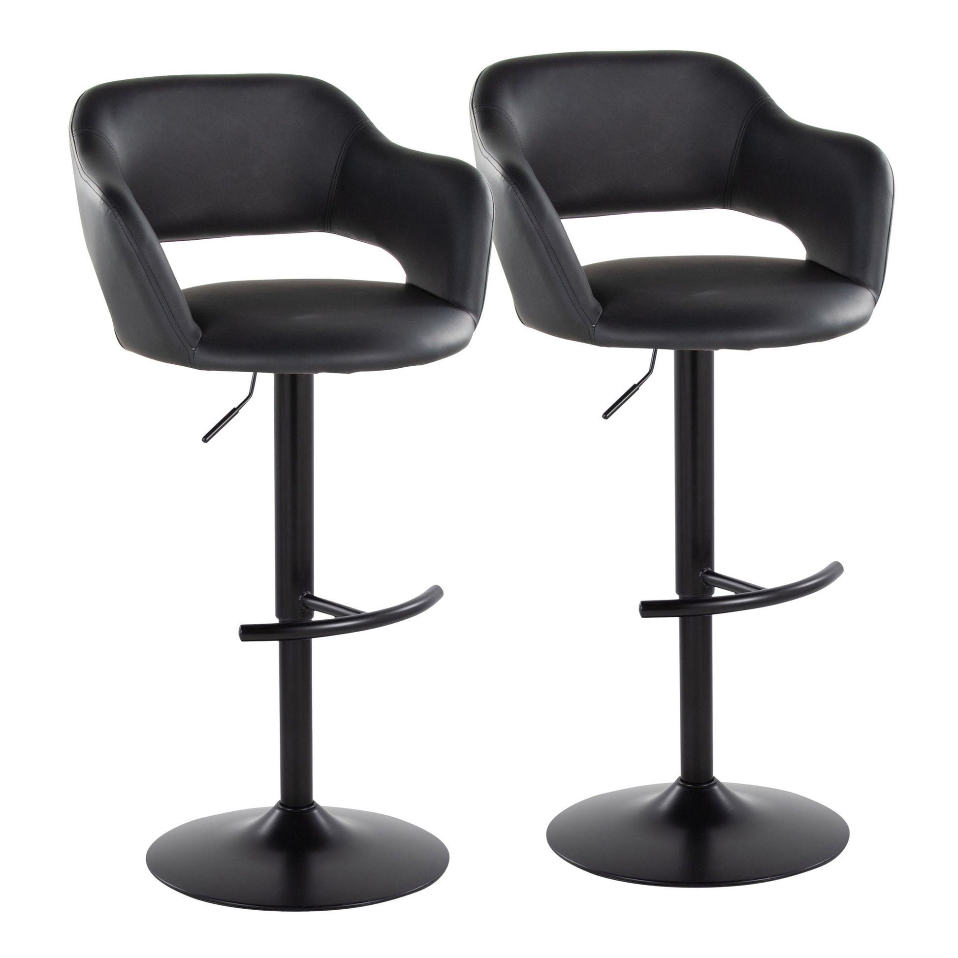 Margarite - Contemporary Adjustable Barstool With Swivel With Rounded T Footrest (Set of 2) - Best Buy Furniture