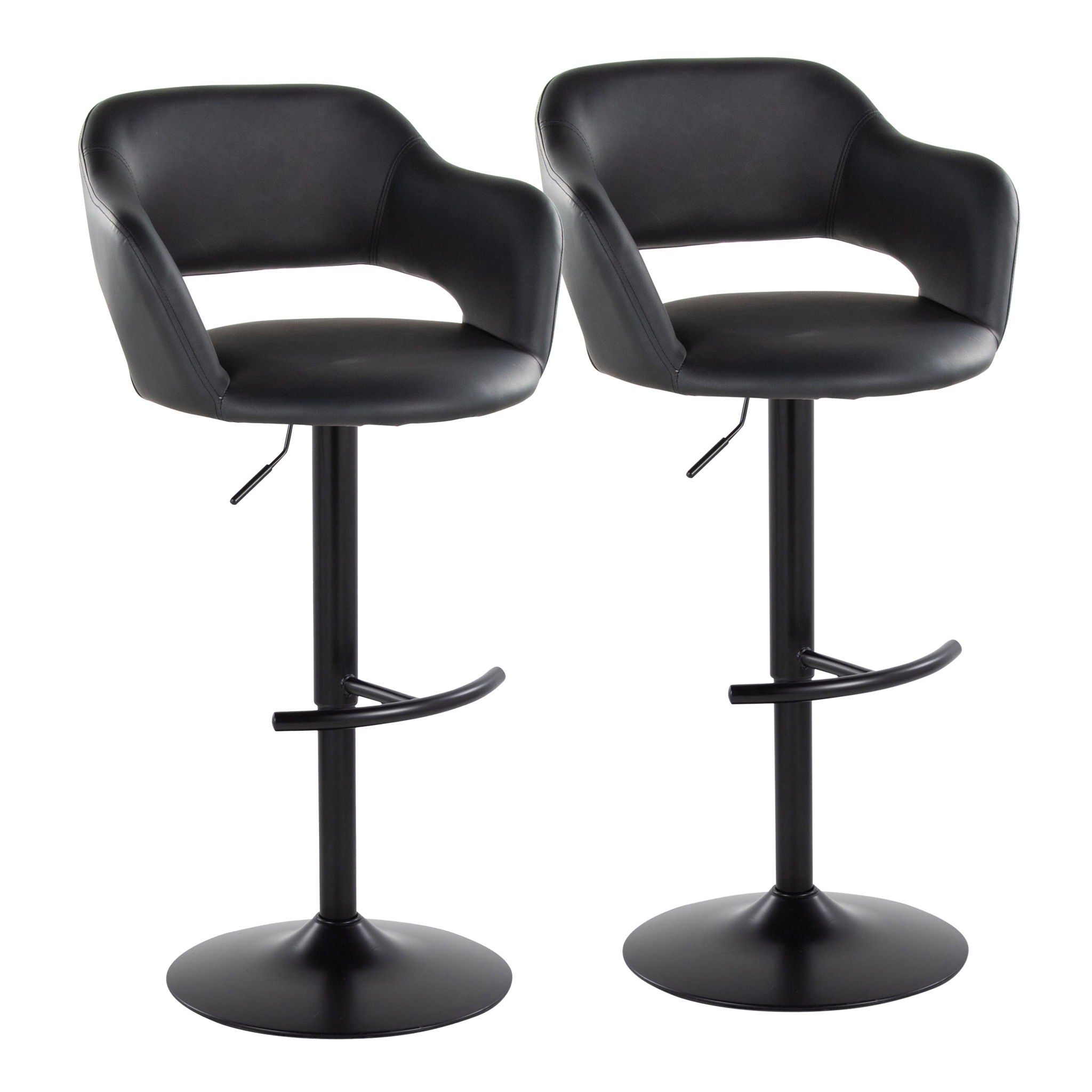 Margarite - Contemporary Adjustable Barstool With Swivel With Rounded T Footrest (Set of 2) - Best Buy Furniture