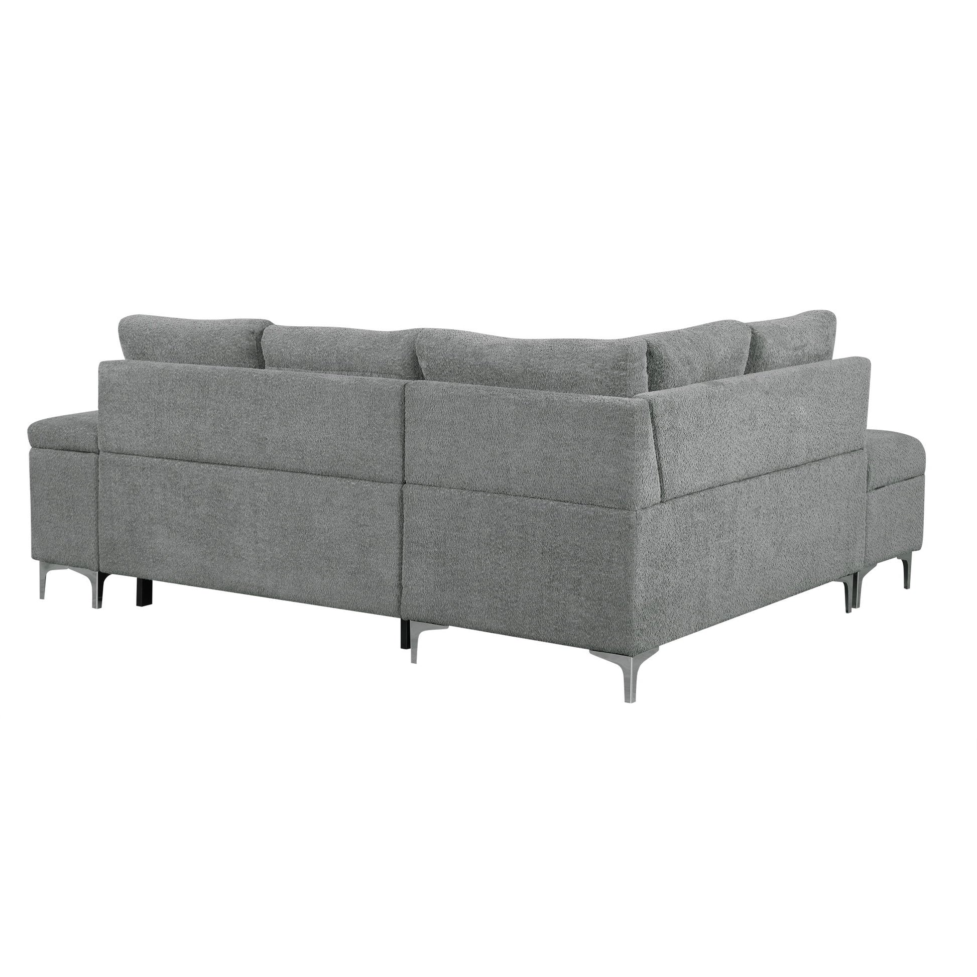Versatile L Shaped Sofa Bed With Storage, Cup Holders, USB Ports Chenille - Best Buy Furniture