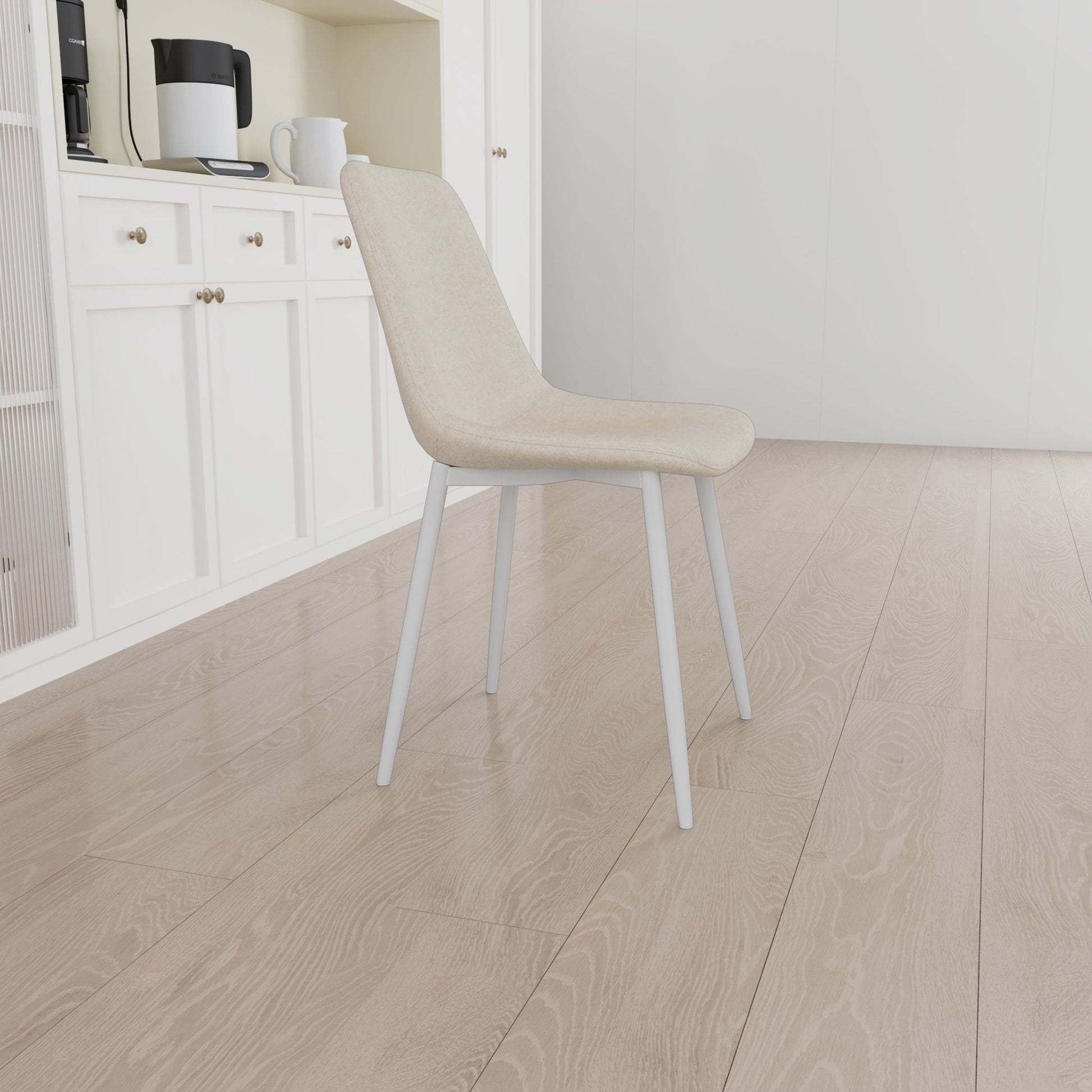 Modern Kitchen Dining Chairs (Set of 4) With Linen Padding And Sturdy Metal Legs - Beige - Best Buy Furniture