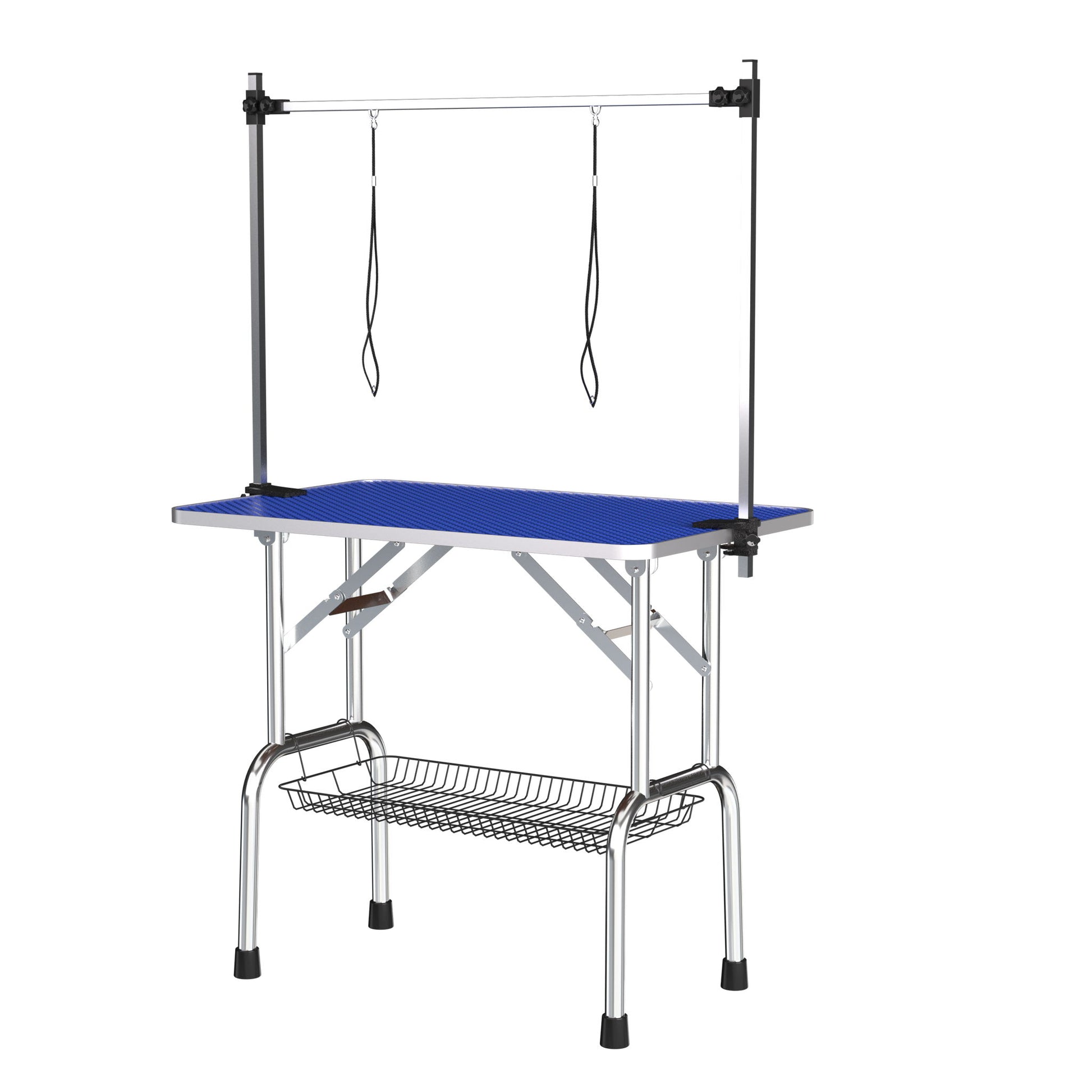 Folding Dog Pet Grooming Table Stainless Steel Frame Rubber Mat On Board With Adjustable Arm And Clamps Pet Dog Cat Grooming Table - Best Buy Furniture