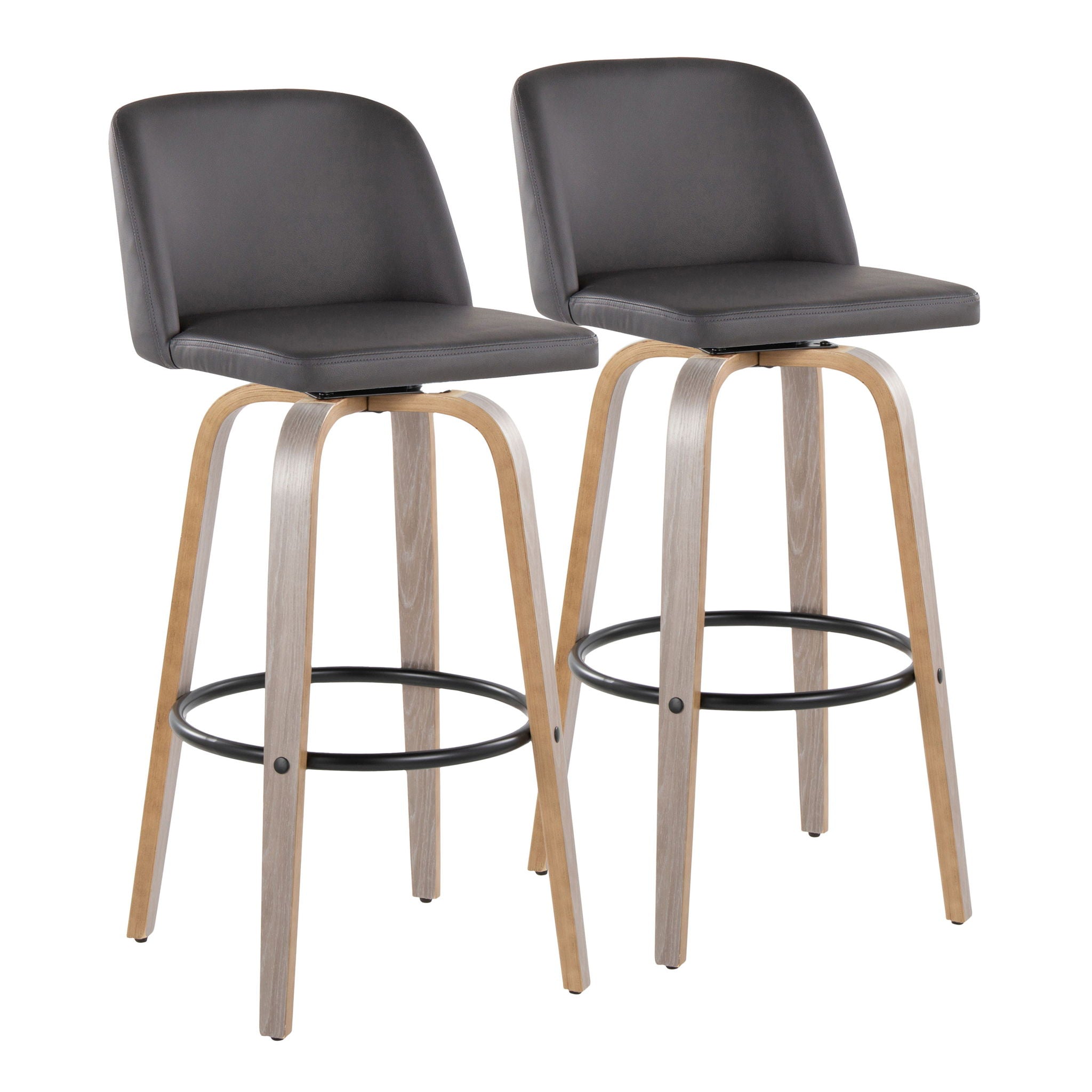 Toriano - Mid-Century Modern Fixed Height BarStool With Round Footrest (Set of 2) - Best Buy Furniture