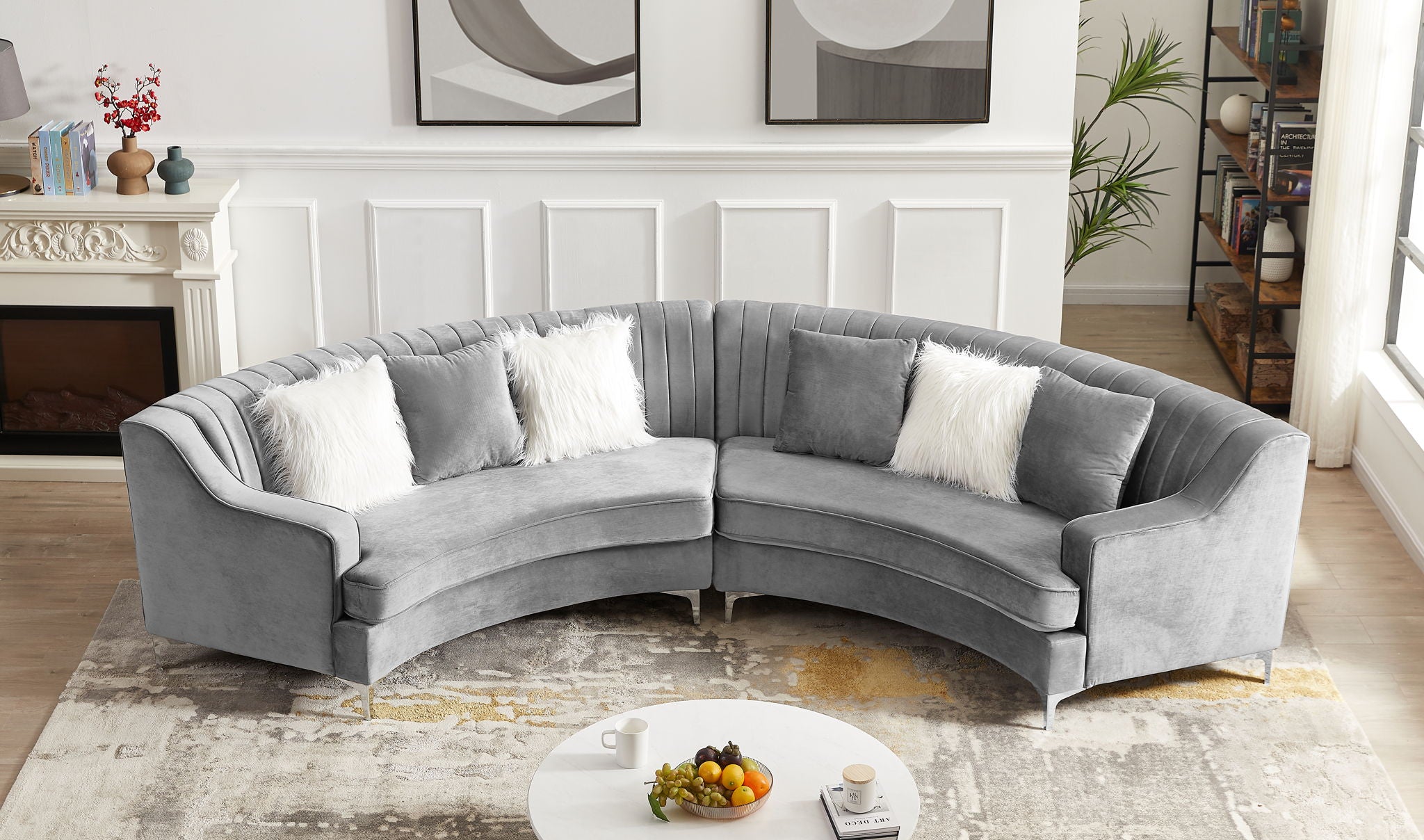 Velvet Curved Sofa - Best Buy Furniture