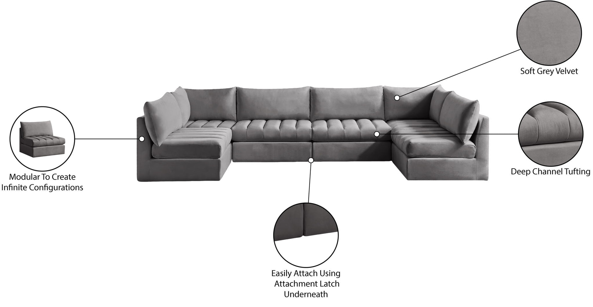 Jacob - Modular U-Shaped Sectional 6 Piece - Best Buy Furniture