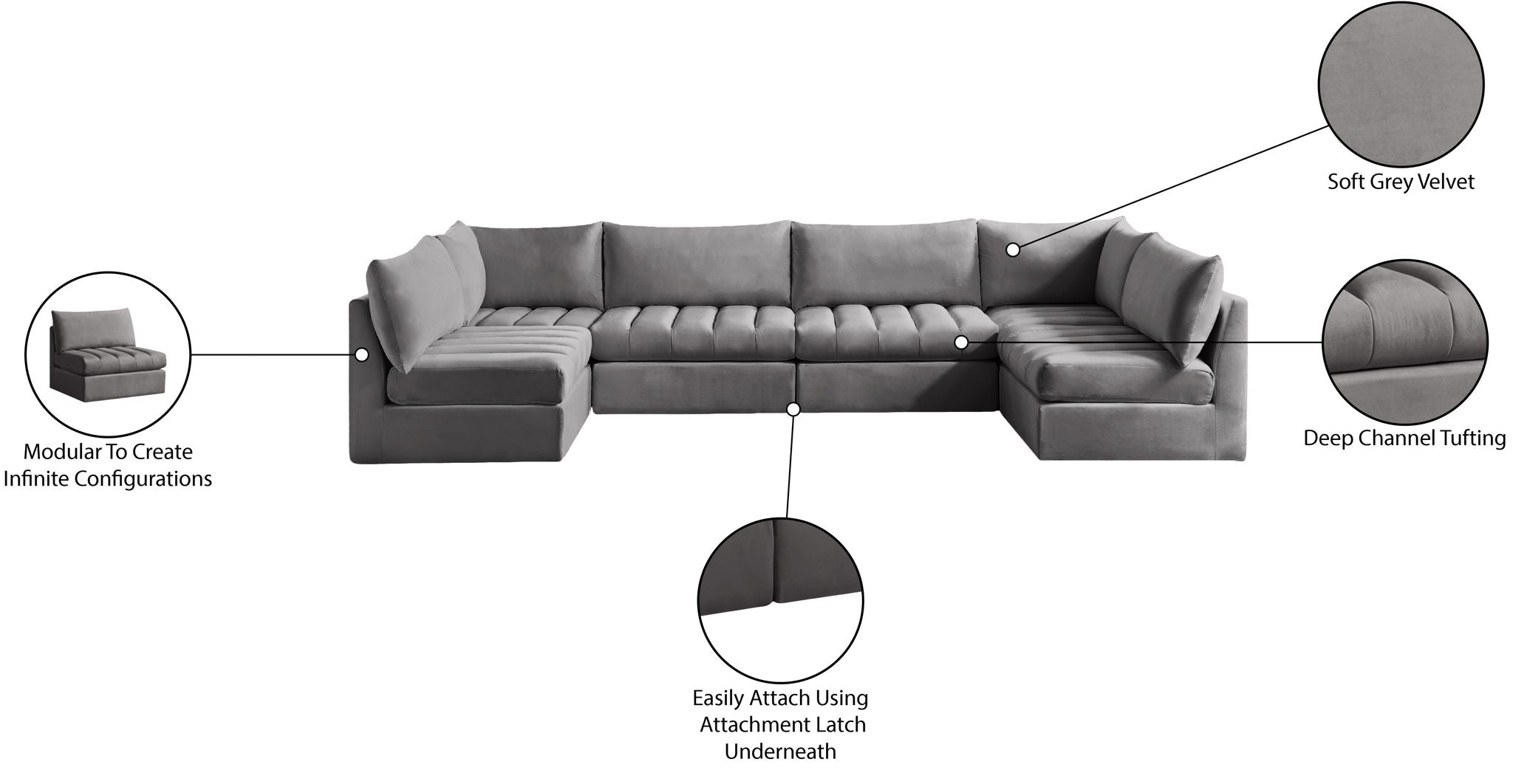 Jacob - Modular U-Shaped Sectional 6 Piece - Best Buy Furniture